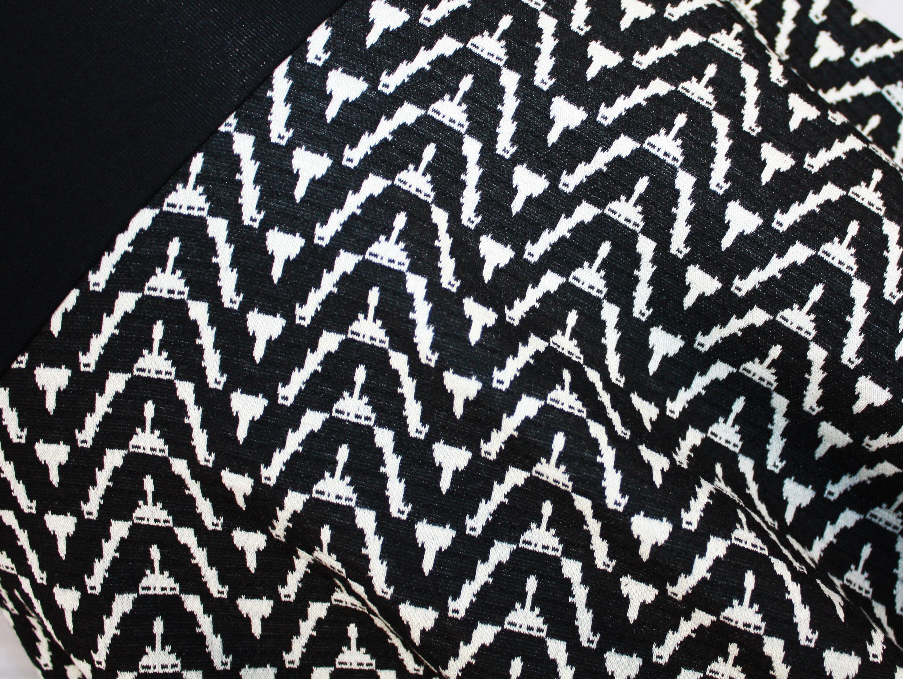 dunkle design A-Linien-Rock Schwarz Ecru Grün 57cm Jacquard Strick elastischer Bund