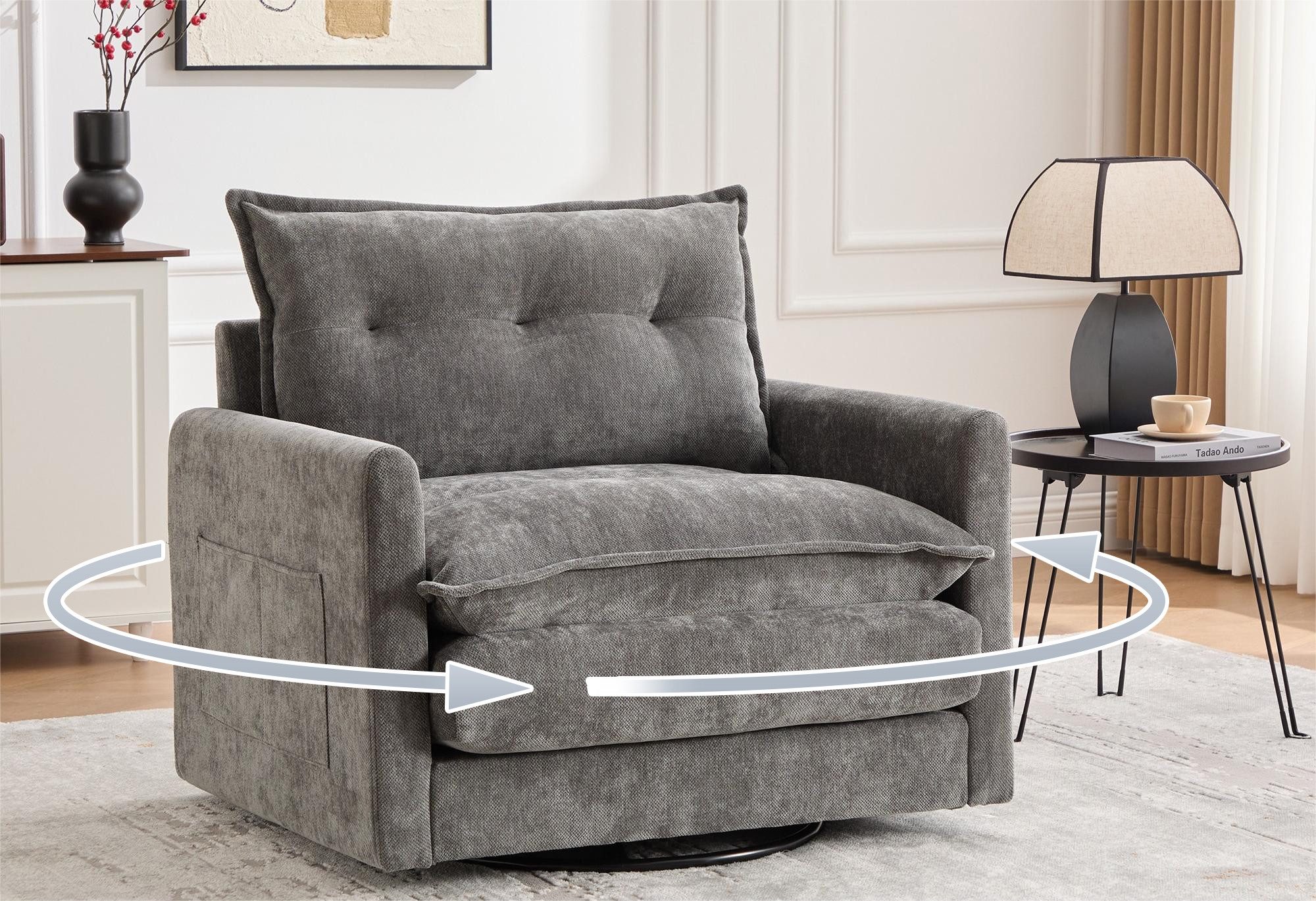 LVHOM Drehsessel Dreh-Loungesessel 360°, XXL Sitzbreite, Seitentasche, 150k günstig online kaufen