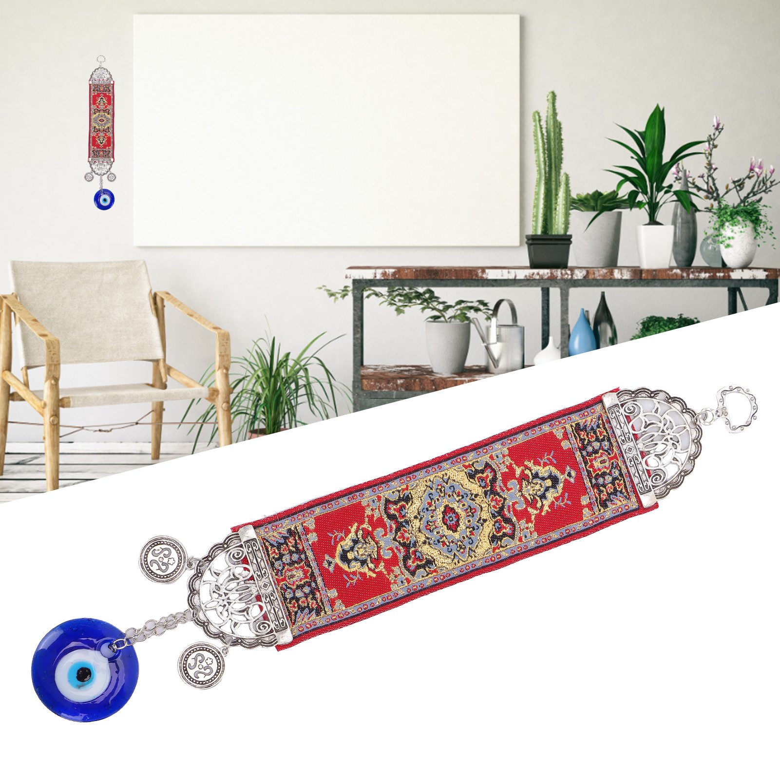 GARRYFIZH Schlüsselanhänger Nazar Amulett Wandbehang Rot Rund Türkischer Stil Deko, Klar und rein