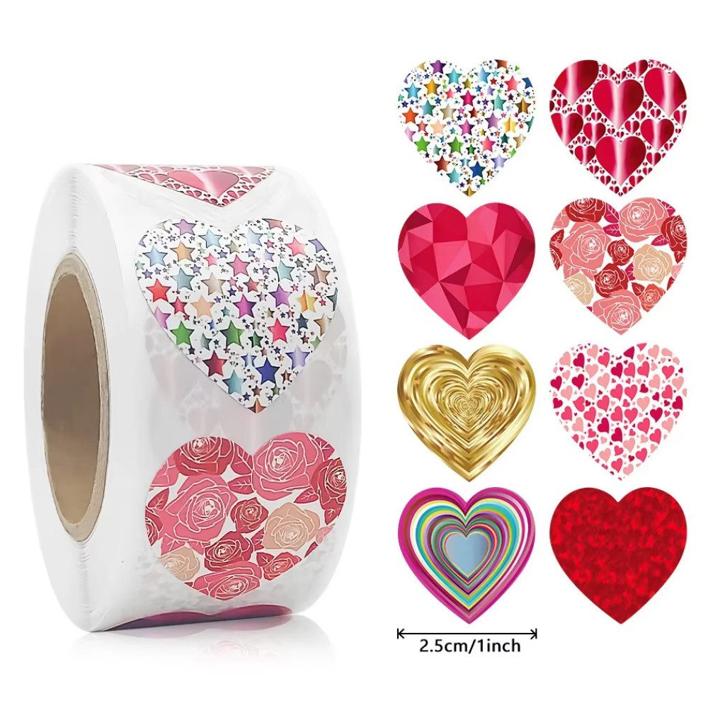 Ware aus aller Welt Sticker 500 Herz Aufkleber Etiketten für Valentinstag Hochzeit Geburtstag, (500-tlg)