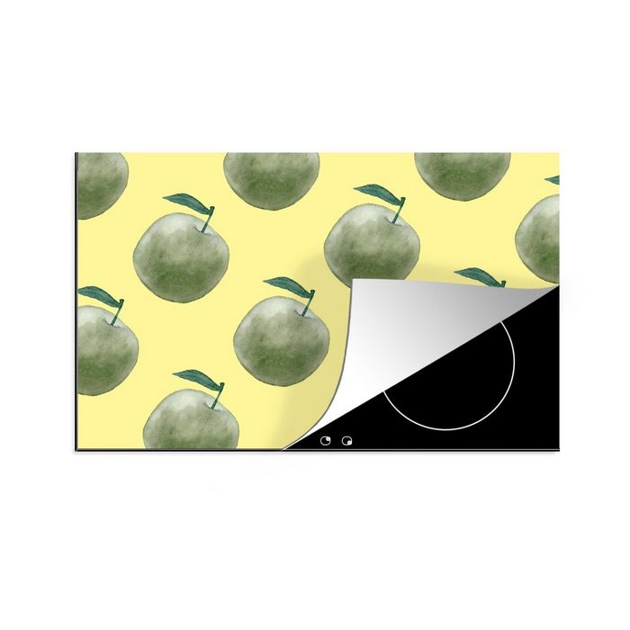 MuchoWow Herdblende-/Abdeckplatte Äpfel - Grün - Muster Vinyl (1 tlg) Ceranfeldabdeckung für die küche Induktionsmatte
