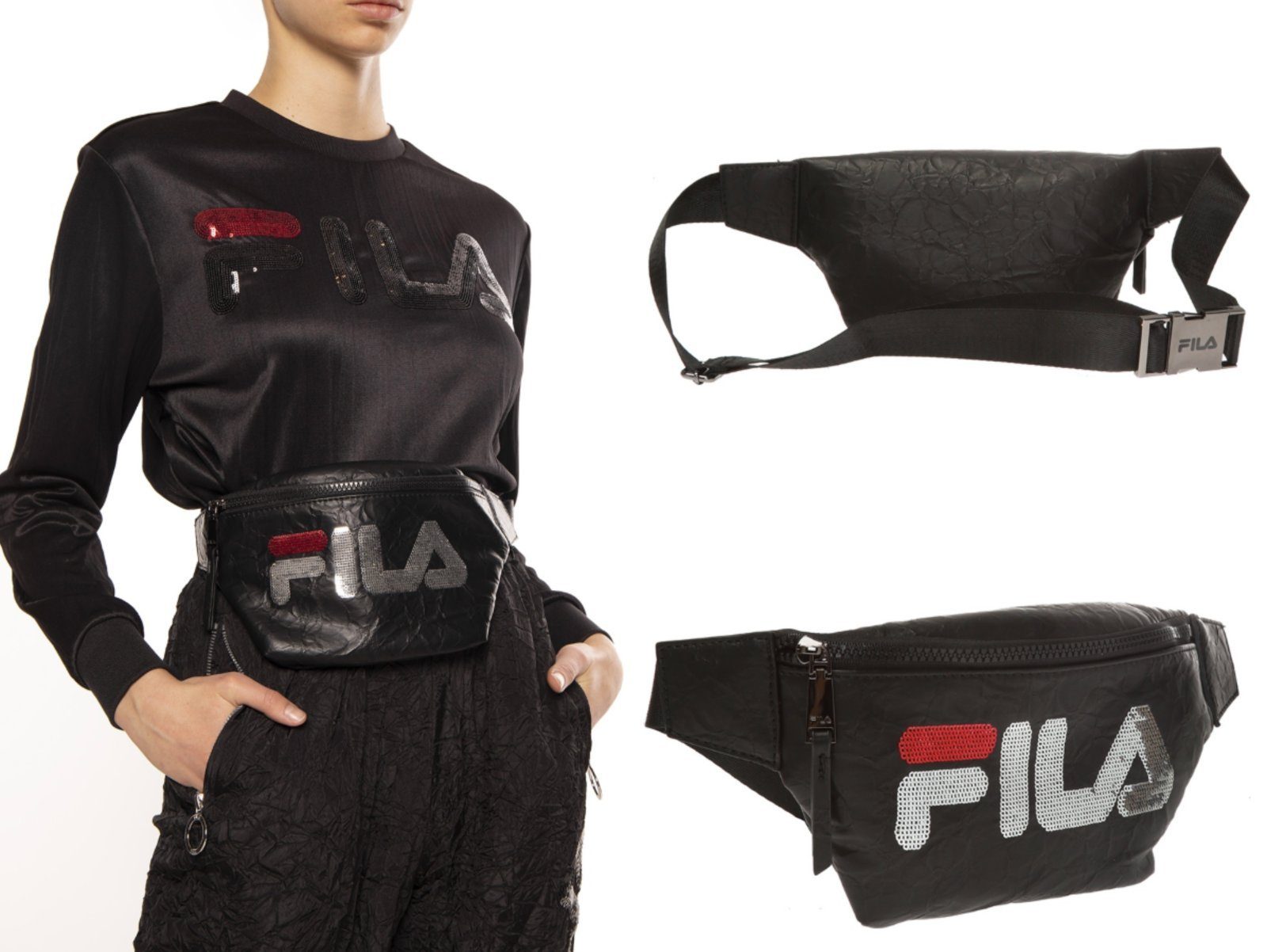 Fila Schultertasche FILA SEQUIN EMBELLISHED WAISTBAG Gürteltasche Belt Bum Bag Tasche Bauc