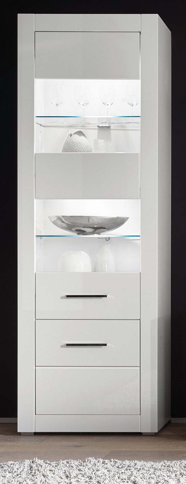 Furn.Design Stauraumvitrine Carrara (Standvitrine in weiß, günstig online kaufen