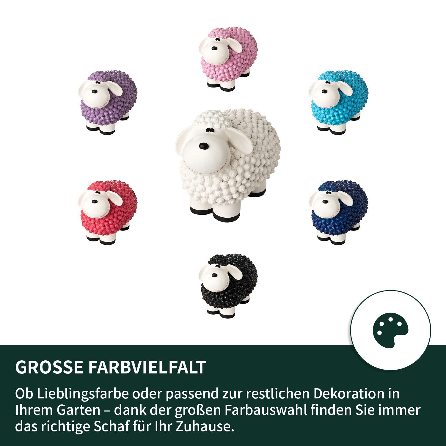 VERDOBA Gartenfigur Bunte Mini Schafe Gartenfiguren, Polyresin