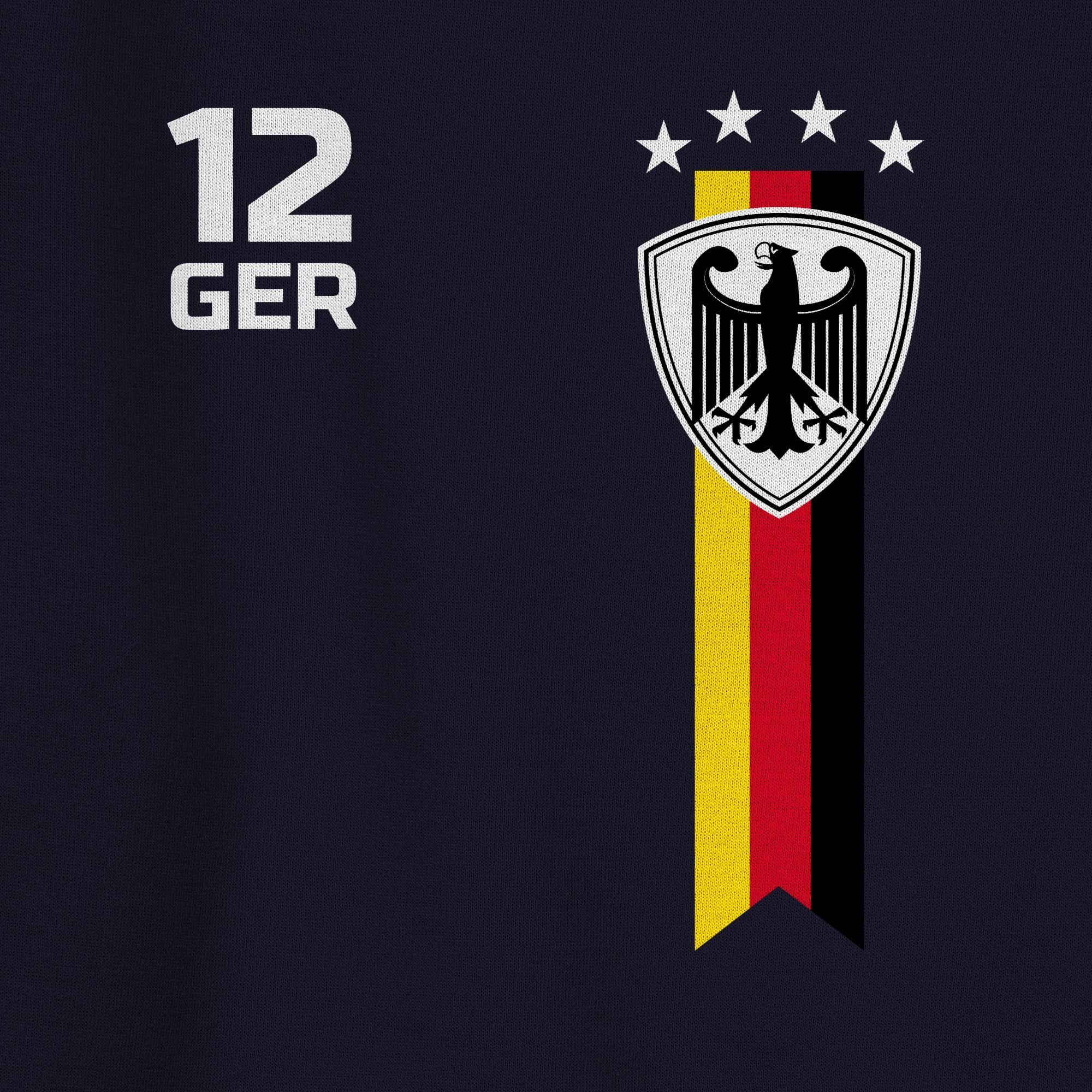 Sweatshirt Dunkelblau WM Fussball Deutschland 2024 (1-tlg) 3 Shirtracer EM Fan