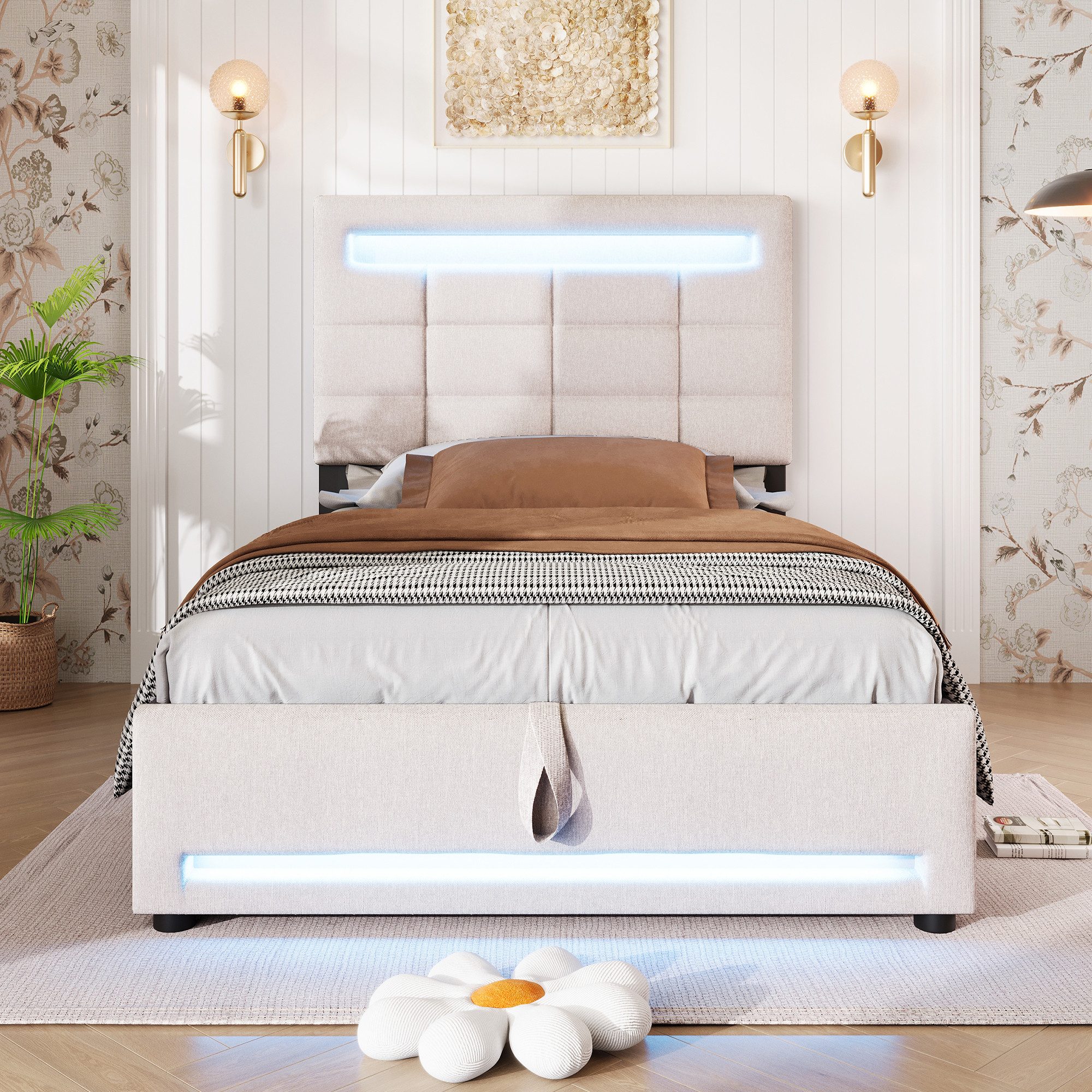 TavilaEcon Boxspringbett 16-farbige LED-Beleuchtung mit APP-Fernbedienung, günstig online kaufen