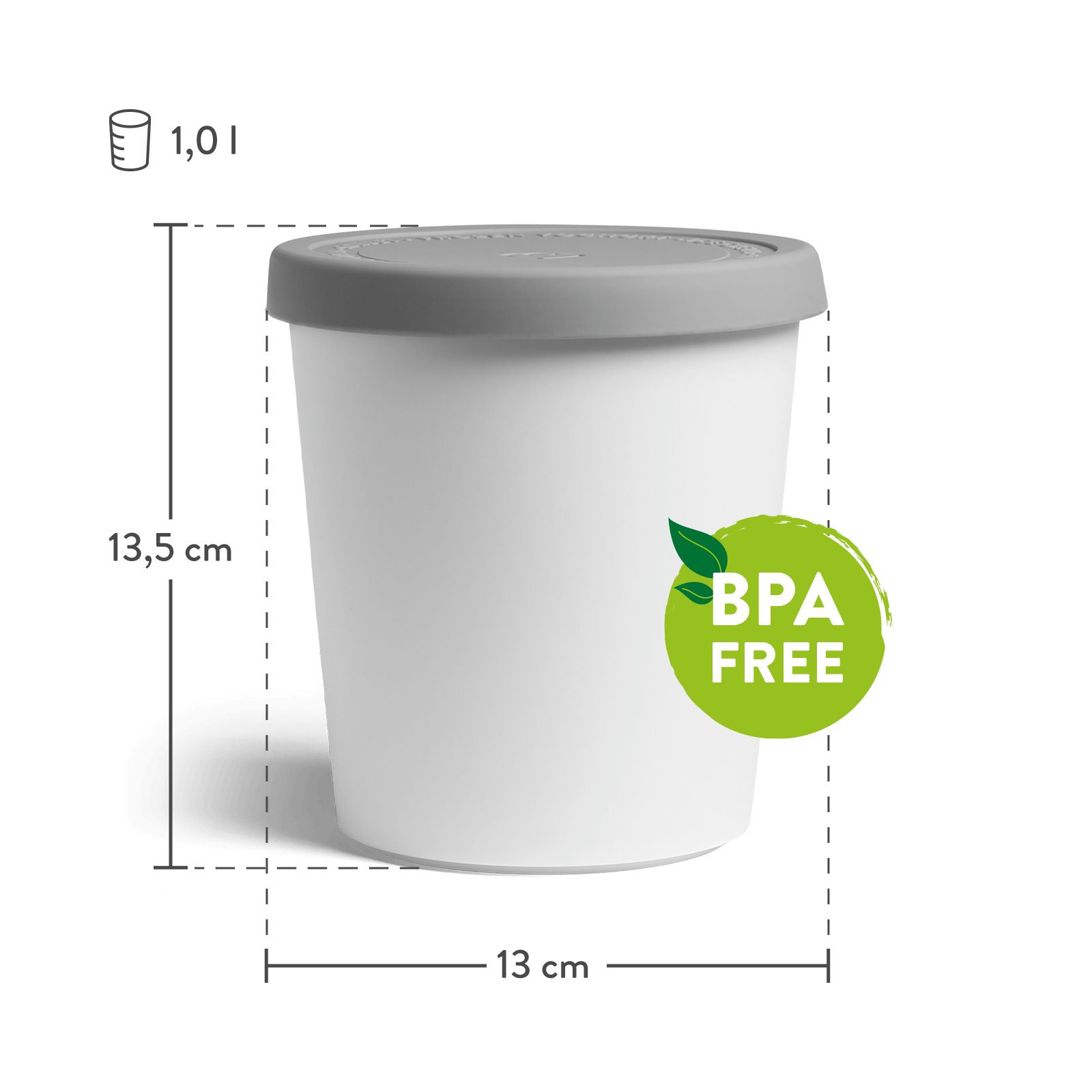 Springlane Thermobehälter für Speiseeis, verschiedene Variationen, Kunststoff, 2er-Set Grau, 1 Liter, doppelwandig