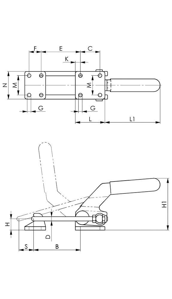 Verschlussspanner 6849PH horizontal schwer Zwinge Größe AMF 5 Nr.