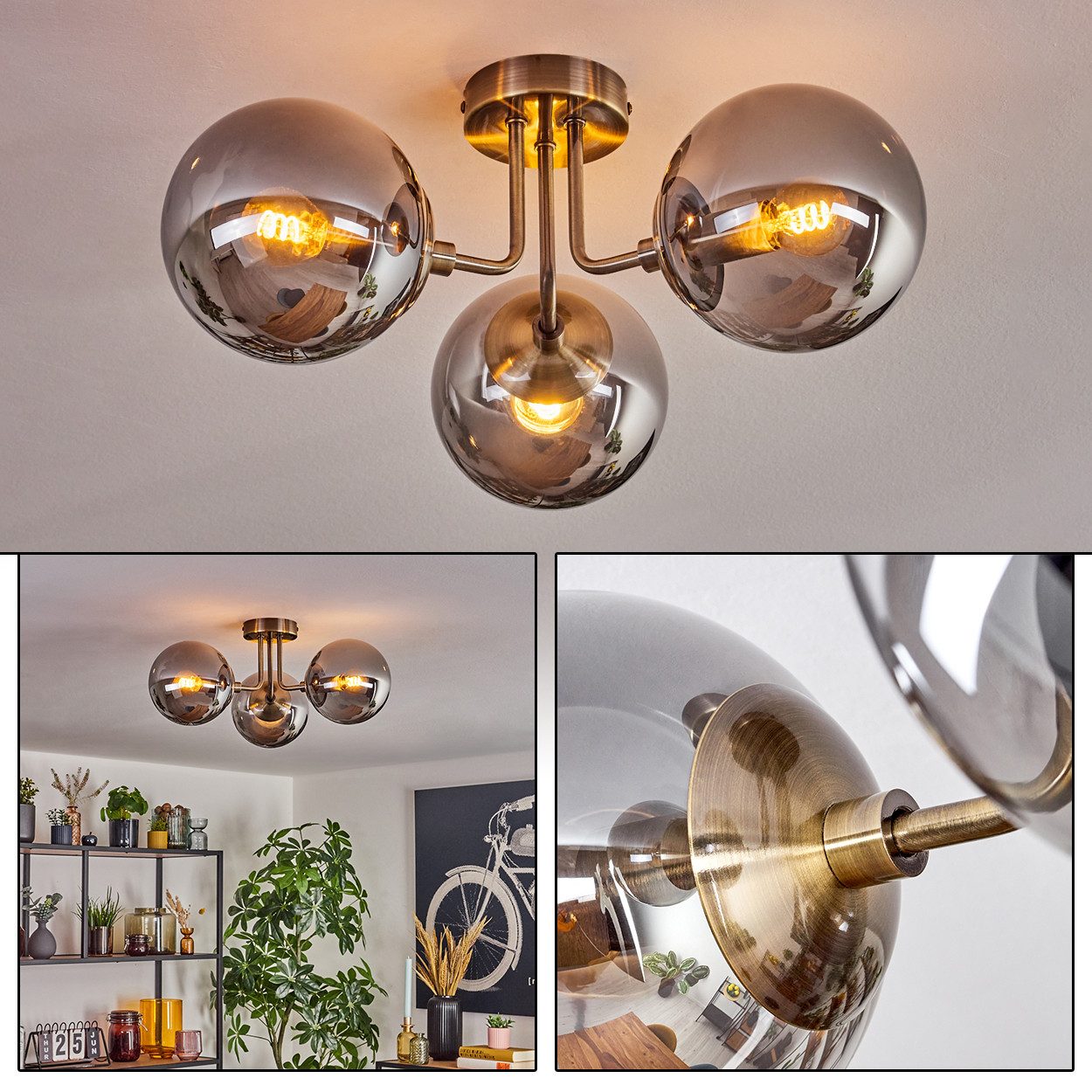 hofstein Deckenleuchte Deckenlampe aus Metall/Glas in günstig online kaufen