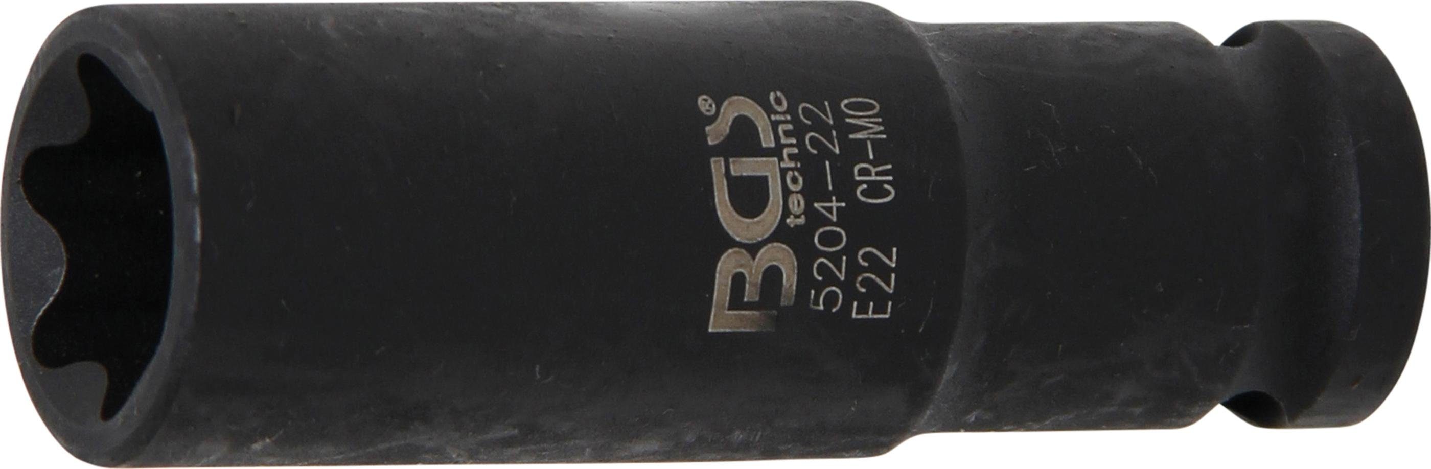 BGS technic Stecknuss Kraft-Steckschlüssel-Einsatz E-Profil, tief, Antrieb Innenvierkant 12,5 mm (1/2), SW E22