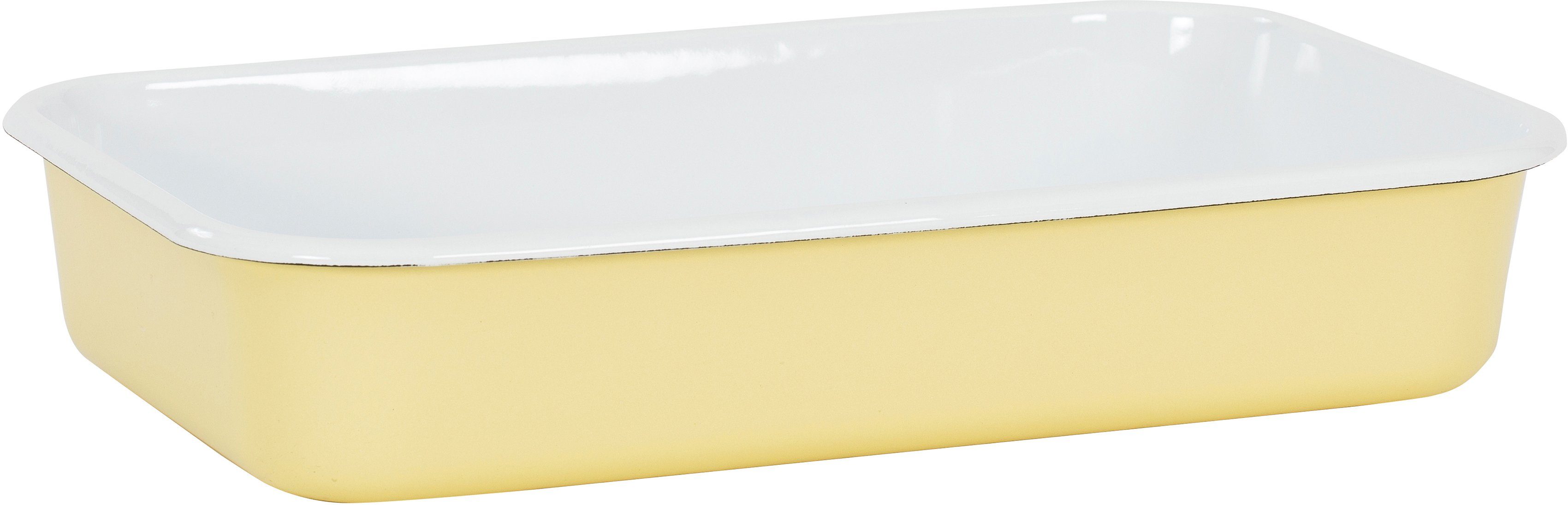 KOCKUMS® Auflaufform, Emaille, (1-St), Nachhaltigkeit cm Retro-Design 30 Backform vereint, gelb in und einer