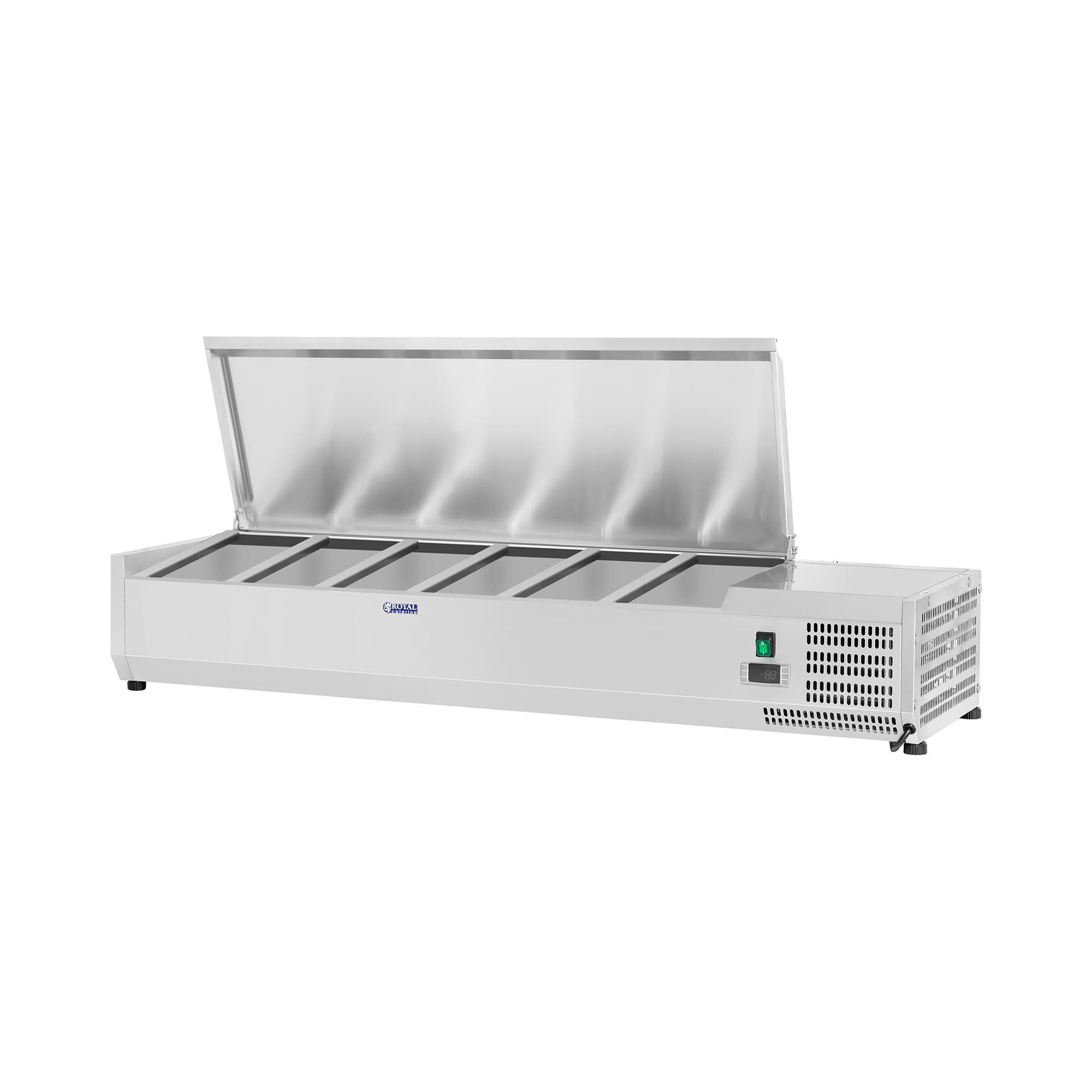 Royal Catering Vitrinenaufsatz Kühlaufsatzvitrine für 6 GN 1/4 Behälter Abdeckung LED Salatbar Gastro, Kühlaufsatzvitrine für 6 GN 1/4 Behälter Abdeckung LED Salatbar Gastro