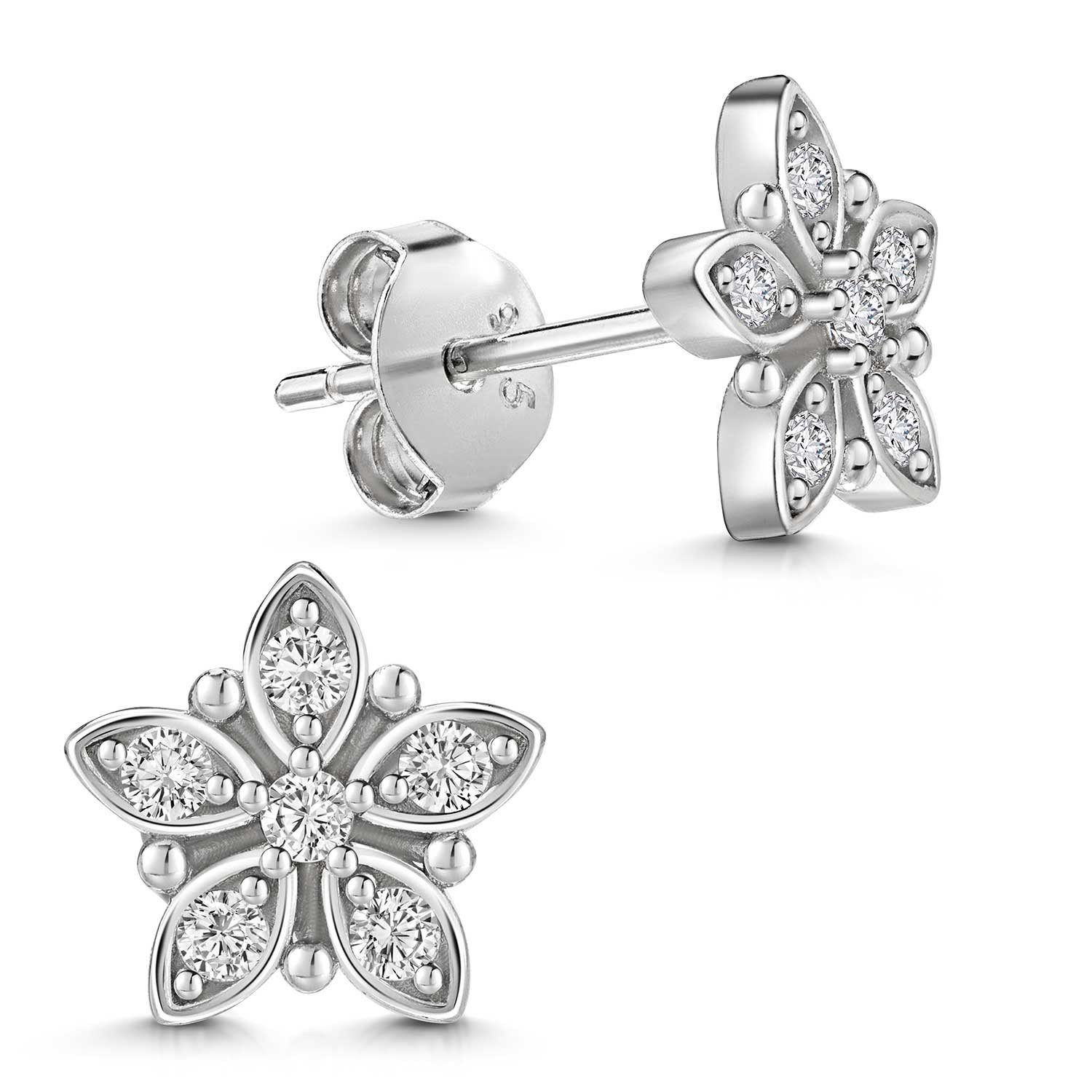 Materia Paar Ohrstecker Blüte mit weißen Zirkonia SO-311, 925 Sterling Silb günstig online kaufen