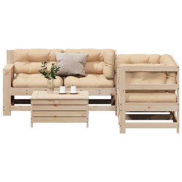 vidaXL Gartenlounge-Set 5-tlg. Garten-Lounge-Set mit Kissen Massivholz Kiefer, (1-tlg)