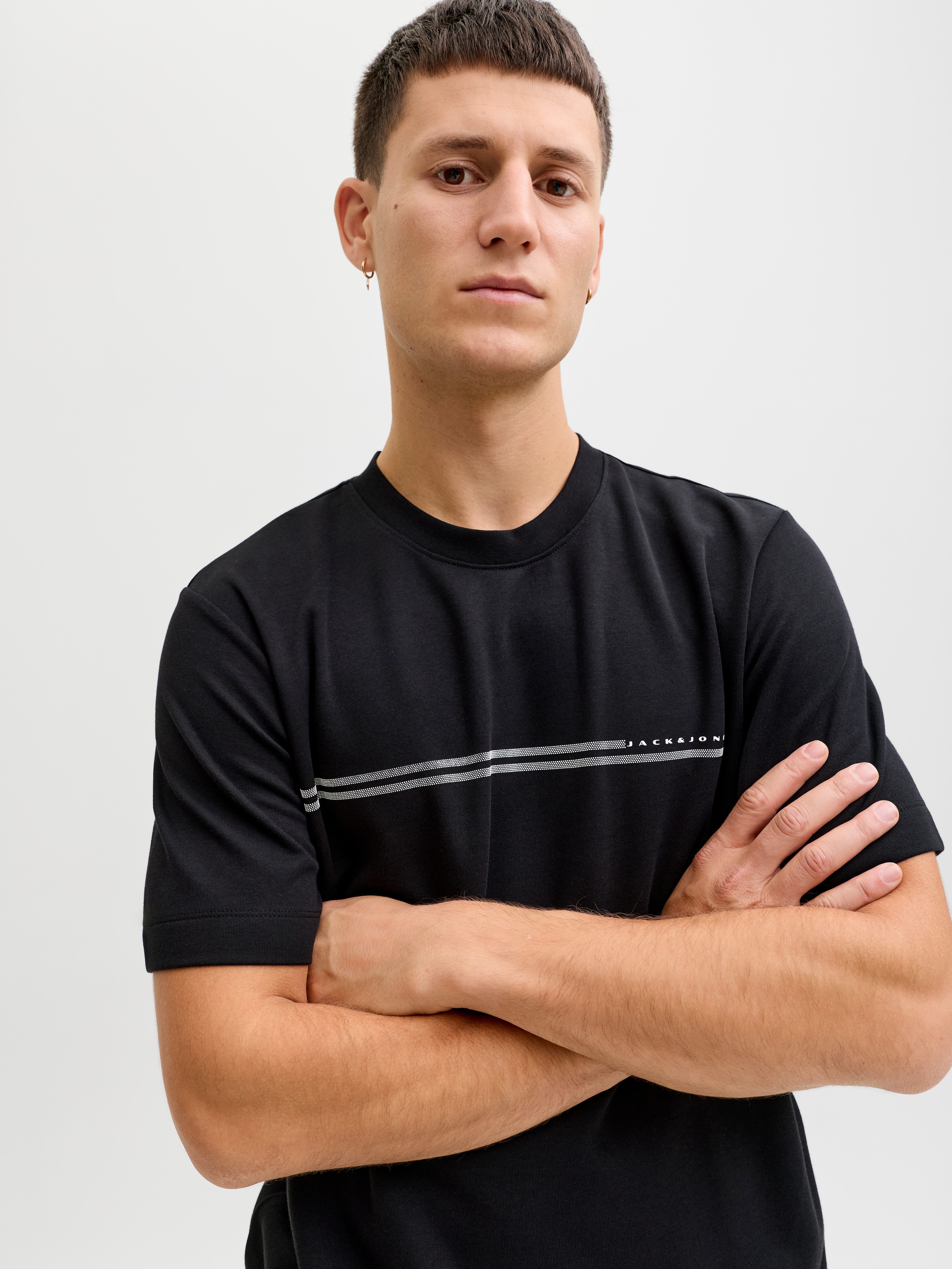 Jack & Jones Kurzarmshirt JCOFUSION CHEST BRAND TEE SS CREW SN Materialmix, günstig online kaufen