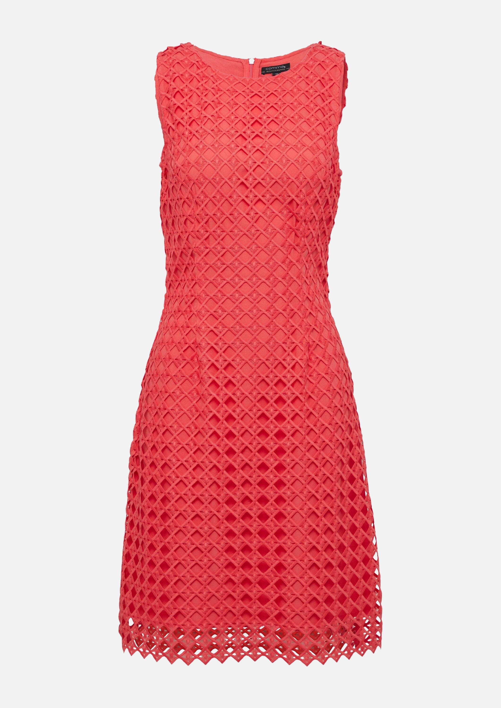 comma Minikleid Kleid Tailliertes Spitzenkleid mit blickdichtem Futter