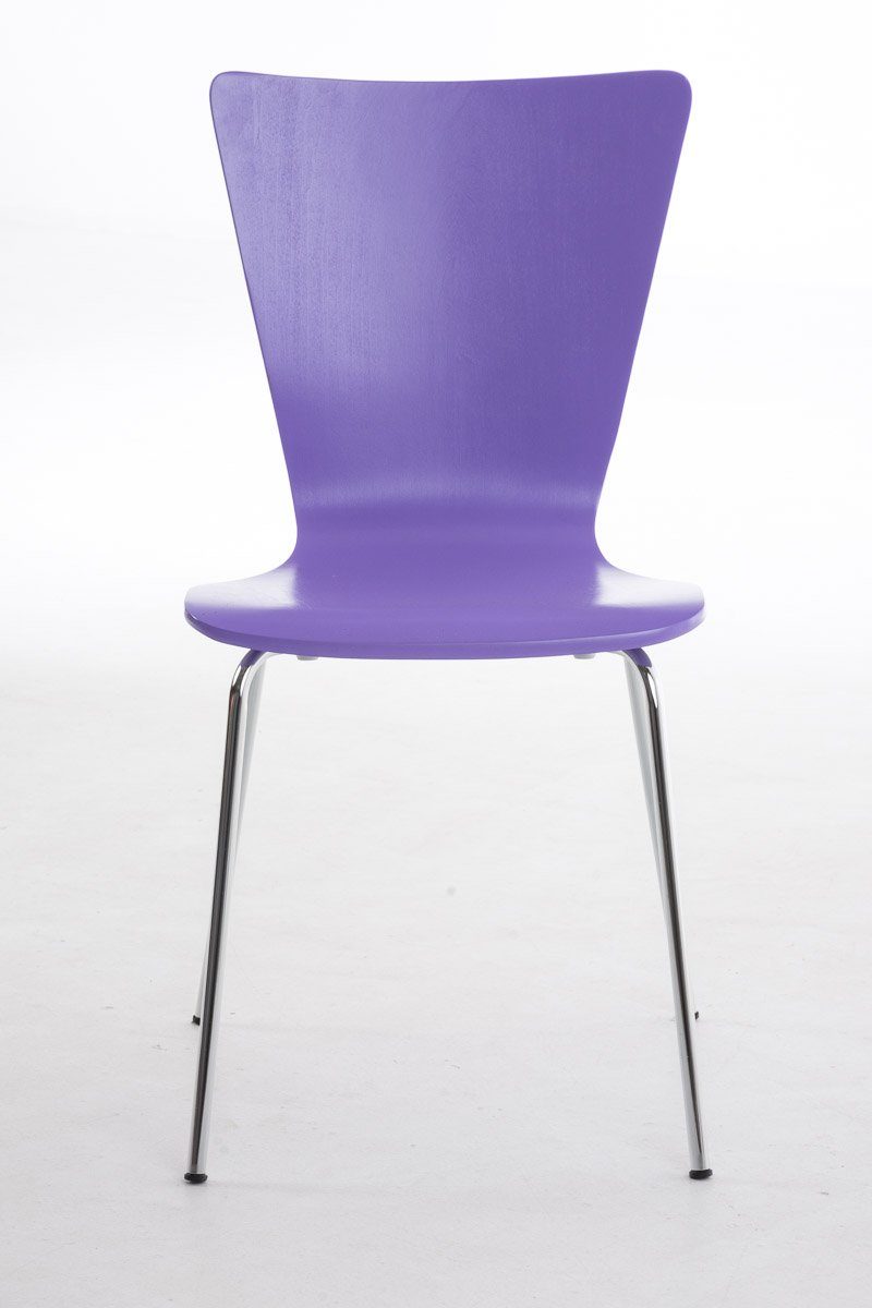 Konferenzstuhl Besucherstuhl - Metall - Sitzfläche: Jaron Sitzfläche geformter (Besprechungsstuhl Holz mit Messestuhl), ergonomisch TPFLiving lila - chrom - Gestell: Warteraumstuhl