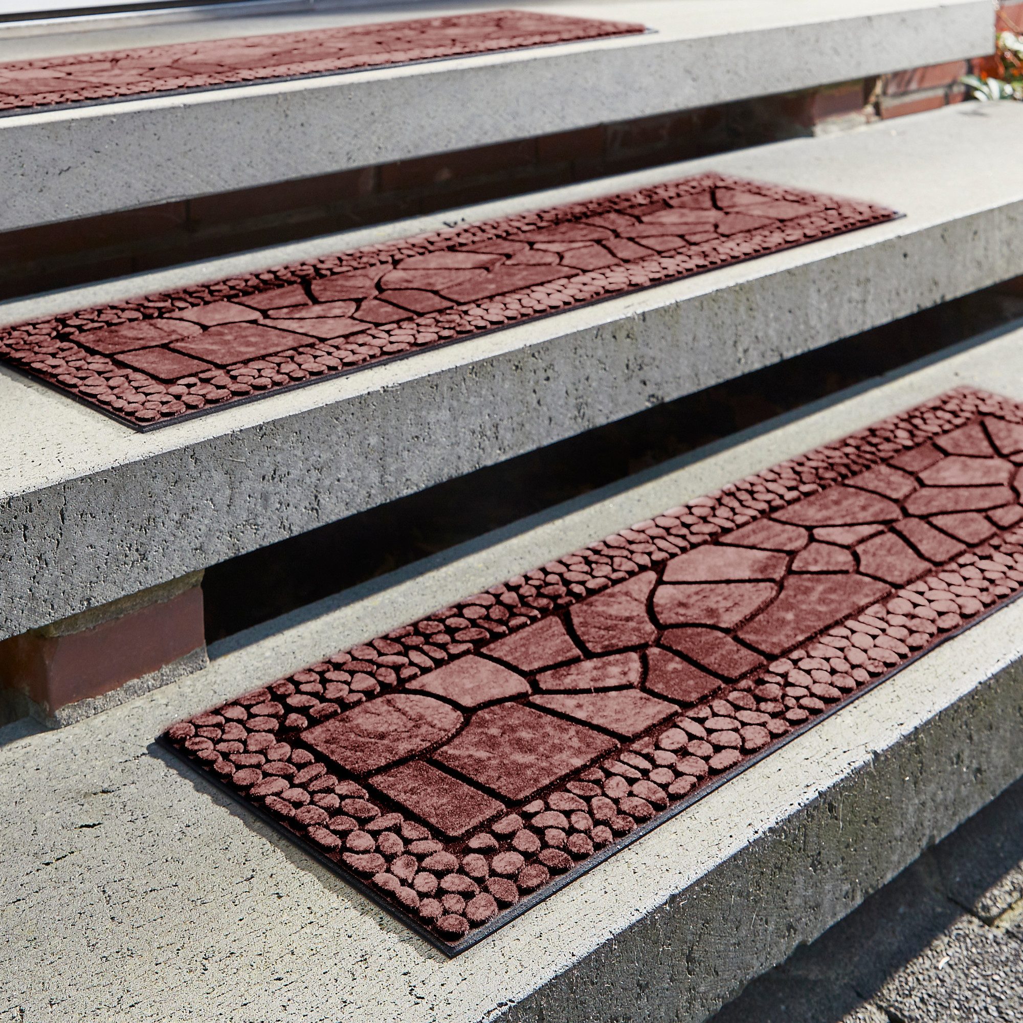 Andiamo Stufenmatte Outdoor, 2er Set, rechteckig, Höhe: 6 mm, Outdoor-Stufenmatten, Stein Motiv, Gartenbereich, Außenbereich