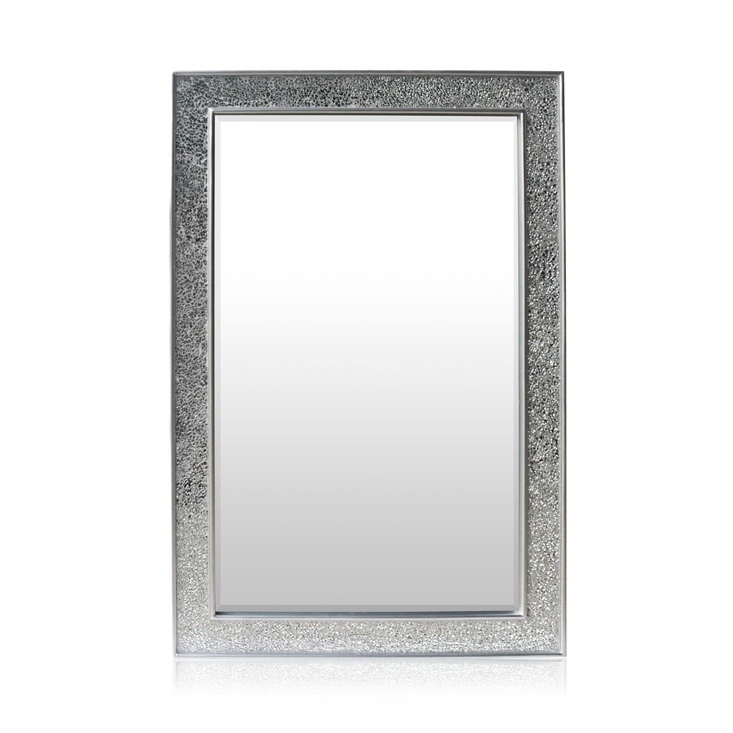 Casa Chic Spiegel Watford Echtholz Mosaikeffekt cm x mit Glasfliesen Silber | 90 60 Silber Wandspiegel