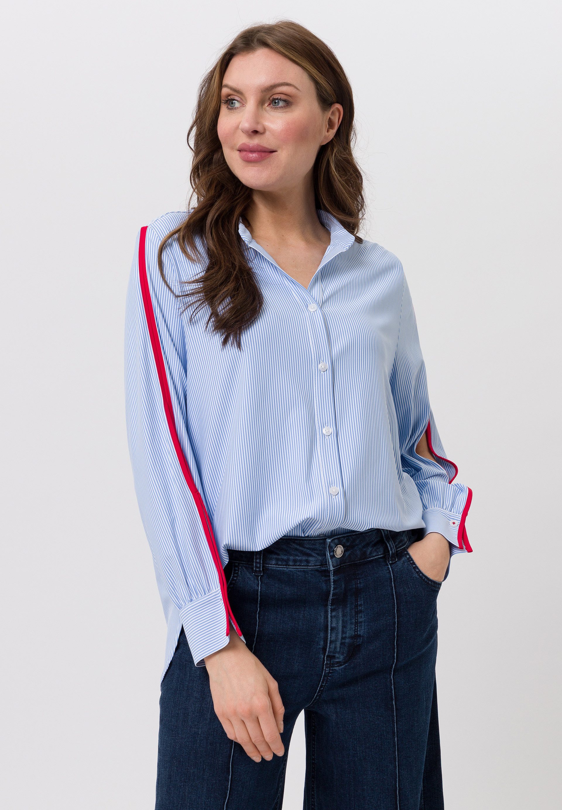 TUZZI Langarmbluse Bluse RED EDITION mit Kontraststreifen