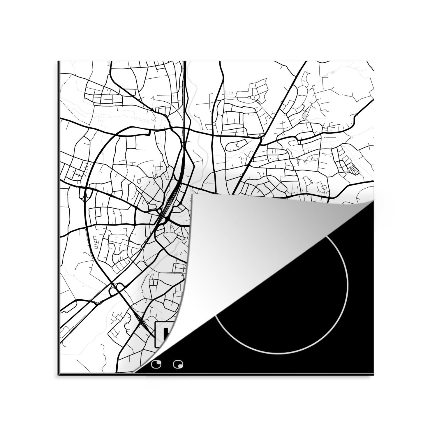MuchoWow Herdblende-/Abdeckplatte Karte - Herford - Stadtplan, Vinyl, (1 tlg), 78x78 cm, Ceranfeldabdeckung, Arbeitsplatte für küche