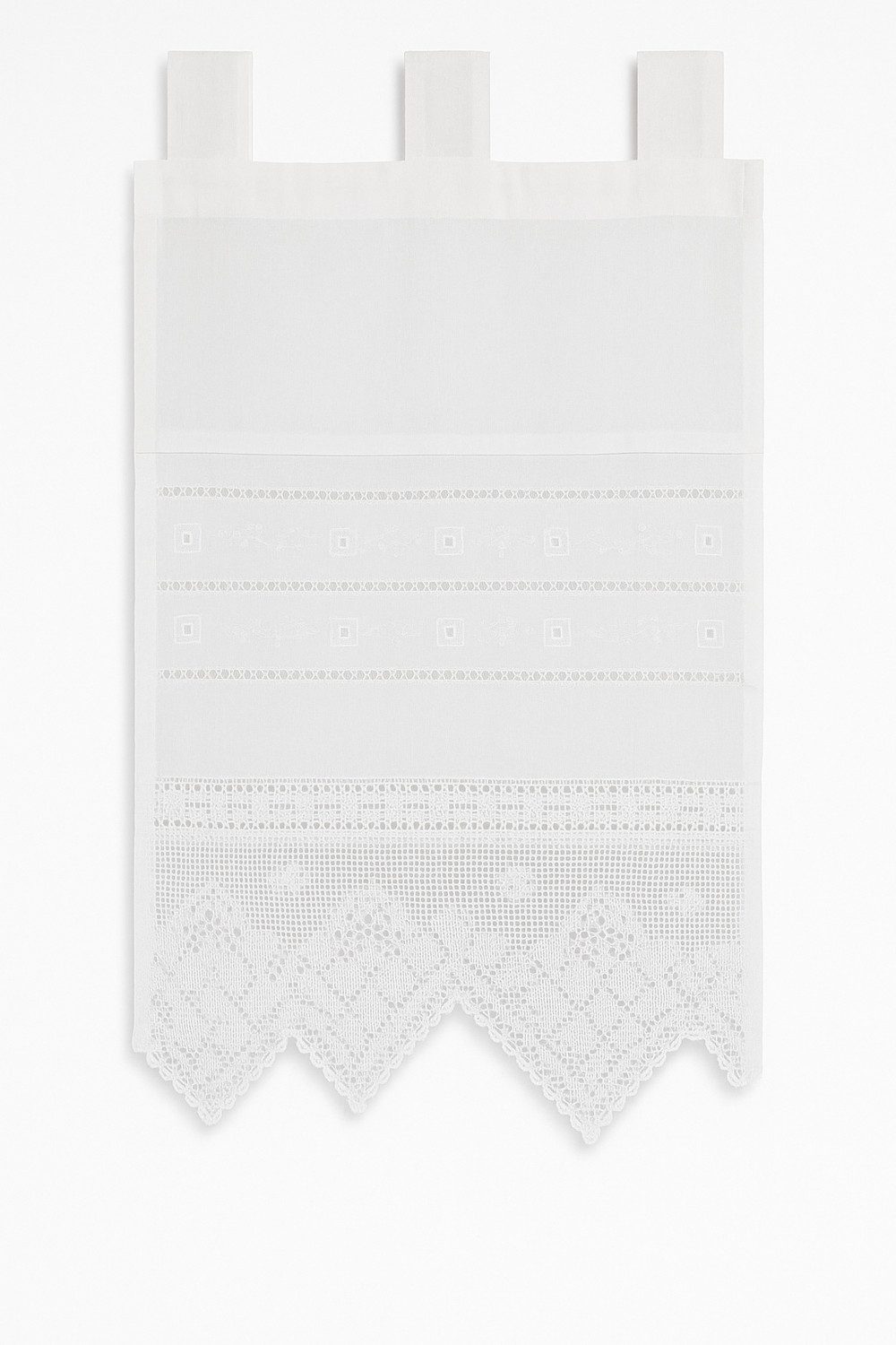HOSSNER - ART OF HOME DECO Scheibengardine 40x50 cm (1 St), Schlaufen, blickdicht, Baumwolle, Vintage, Romantische Stickerei