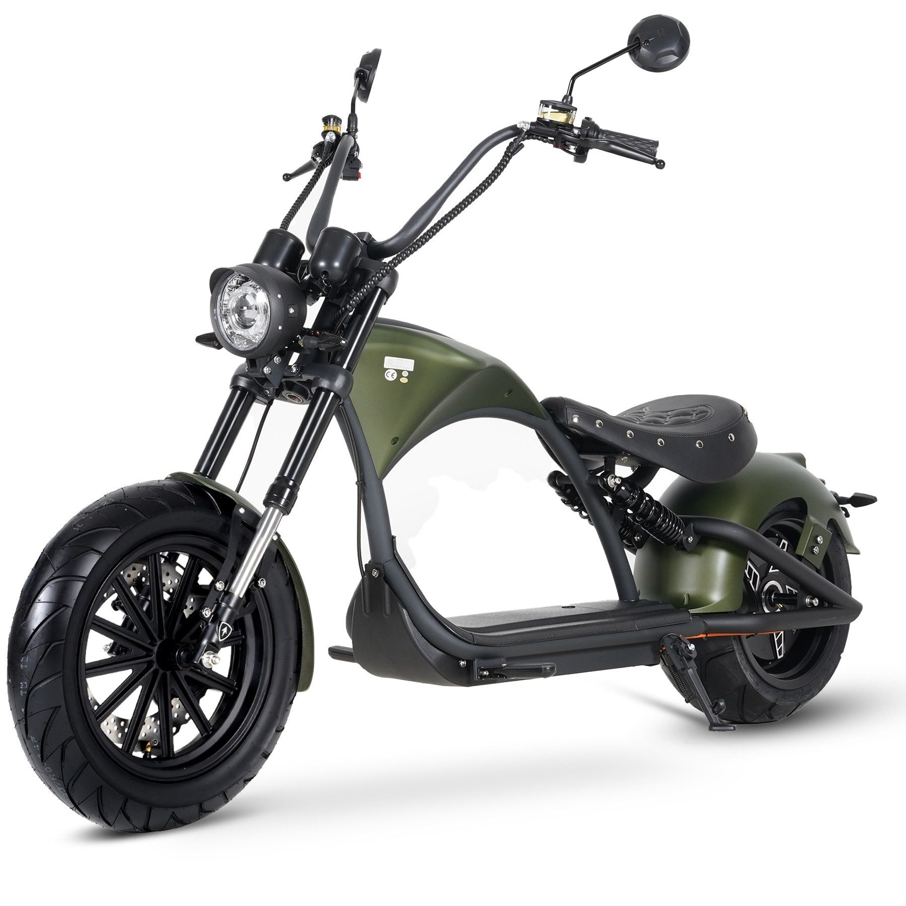 Vankel E-Motorroller M1P E-Chopper 2000W, 1800Wh, 80km Reichweite, Retro-Elektro-Scooter, 2000 W, 45 km/h, Straßenzugelassener E-Chopper für Stadt & Freizeit, & 200kg Zuladung