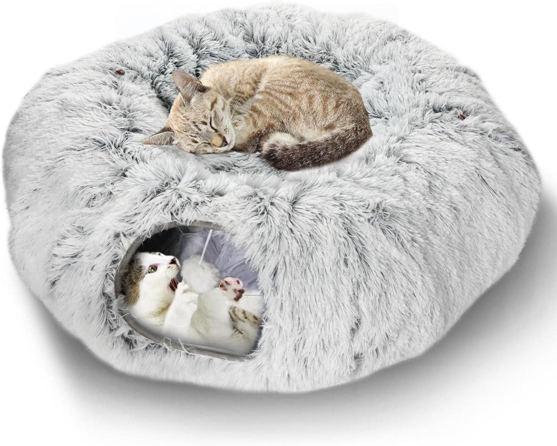 LuxusKollektion Katzenkäfig Plüsch Katzentunnel mit Katzenbett günstig online kaufen