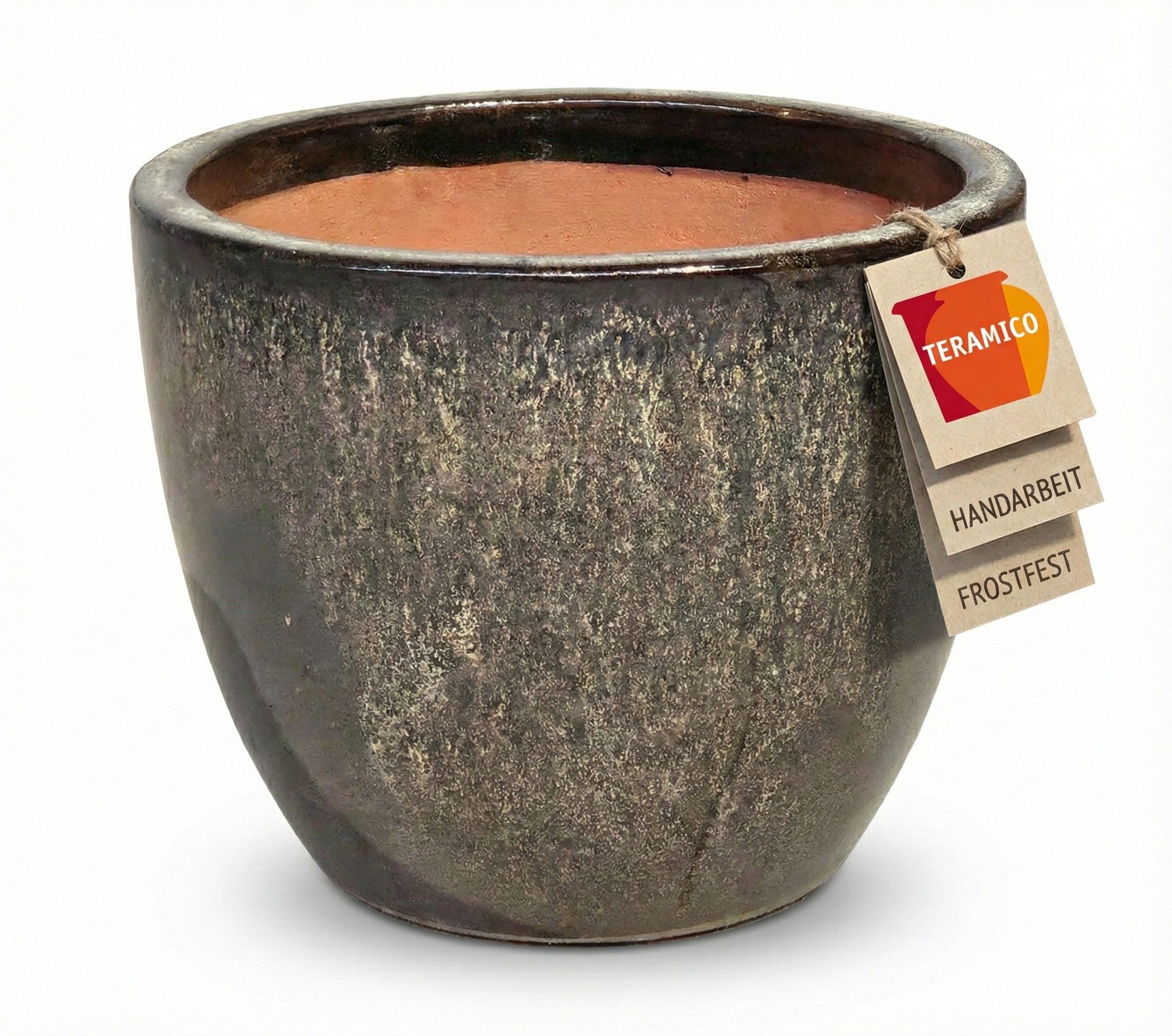 Teramico Blumentopf Pflanzgefäß "Egg Pot" Braun– Ø 21 bis 60 cm – Frostfestes Steinzeug (1 St), Frostfest, UV-Fest