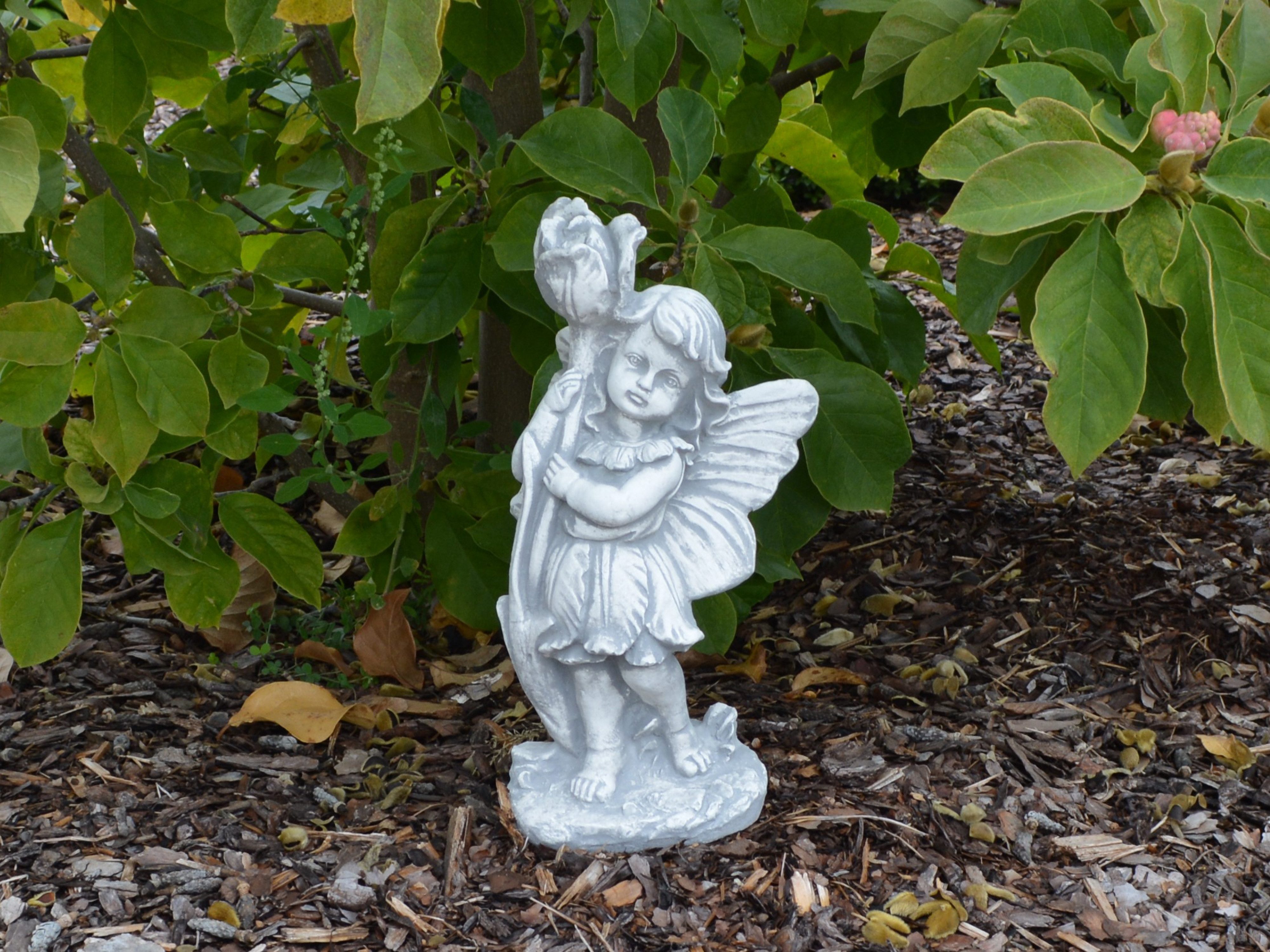 Elfe Mit Rose Steinfgur – 32 Cm Hoch, 3 Kg, Frostsicher Für Garten & Außenbereich