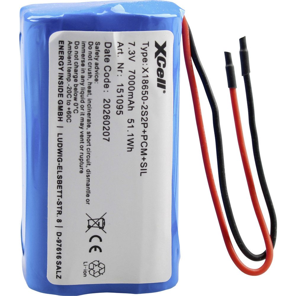 XCell XCell Spezial-Akku 4x 18650 Li-Ion 7.4 V 7000 Akkupacks 7000 mAh