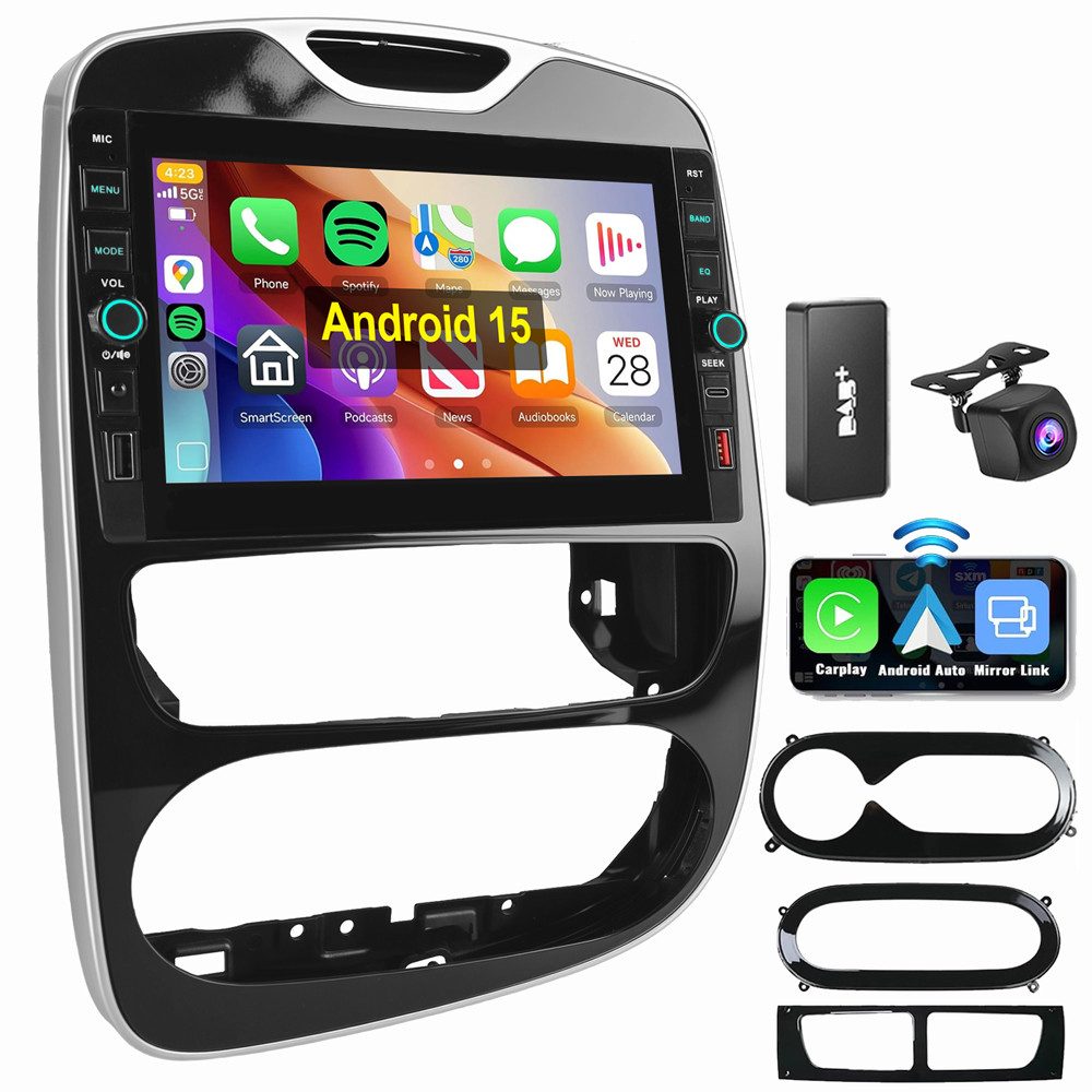 ESSGOO Für Renault Clio 4 2012-2018 Bluetooth Android 15 Carplay Autoradio (RDS, Digitalradio (DAB), FM, AM)