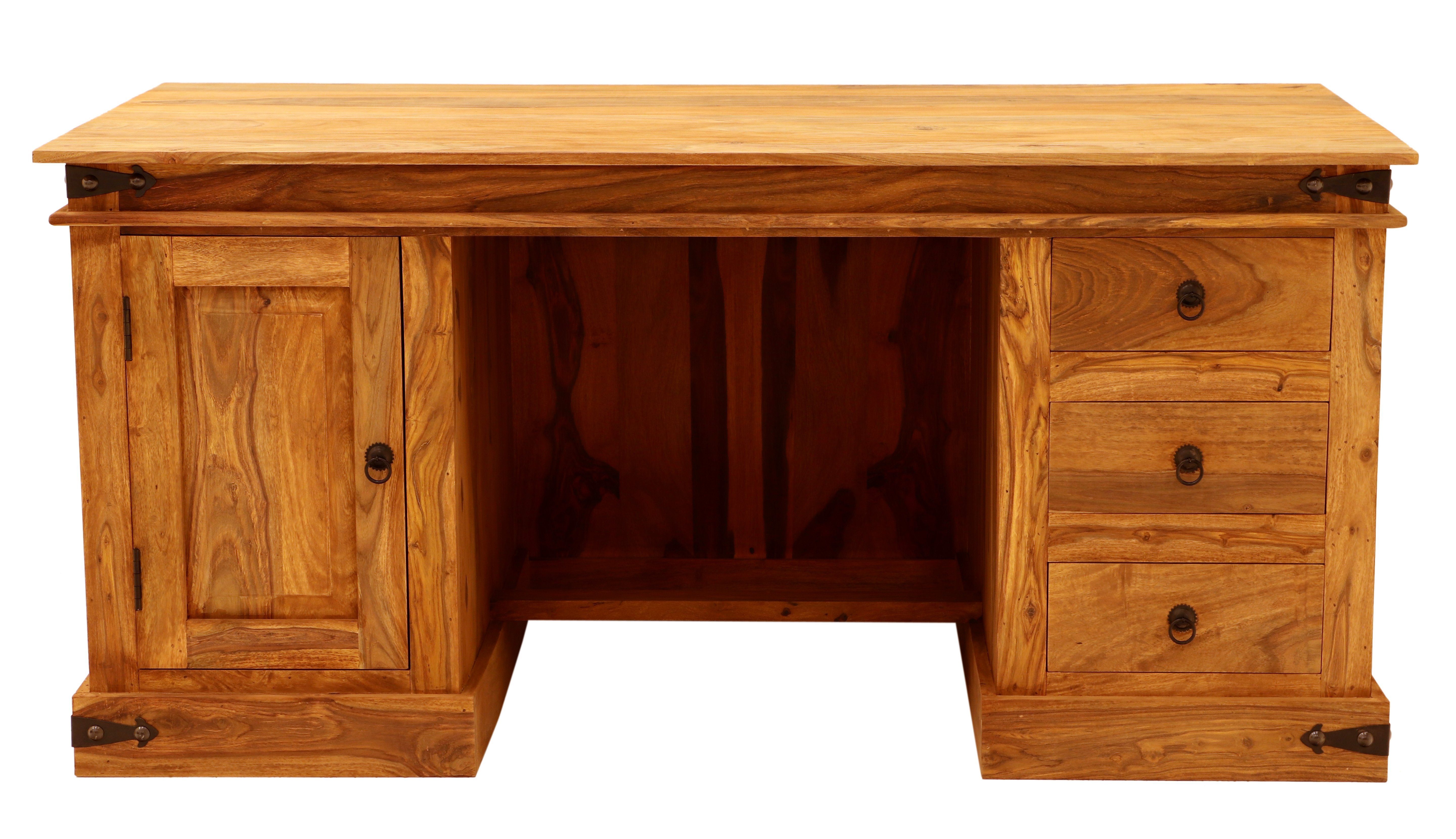 160x76x80 Sheesham-Massivholz aus Jali indischem Schreibtisch Schreibtisch Indischesmoebelhausde