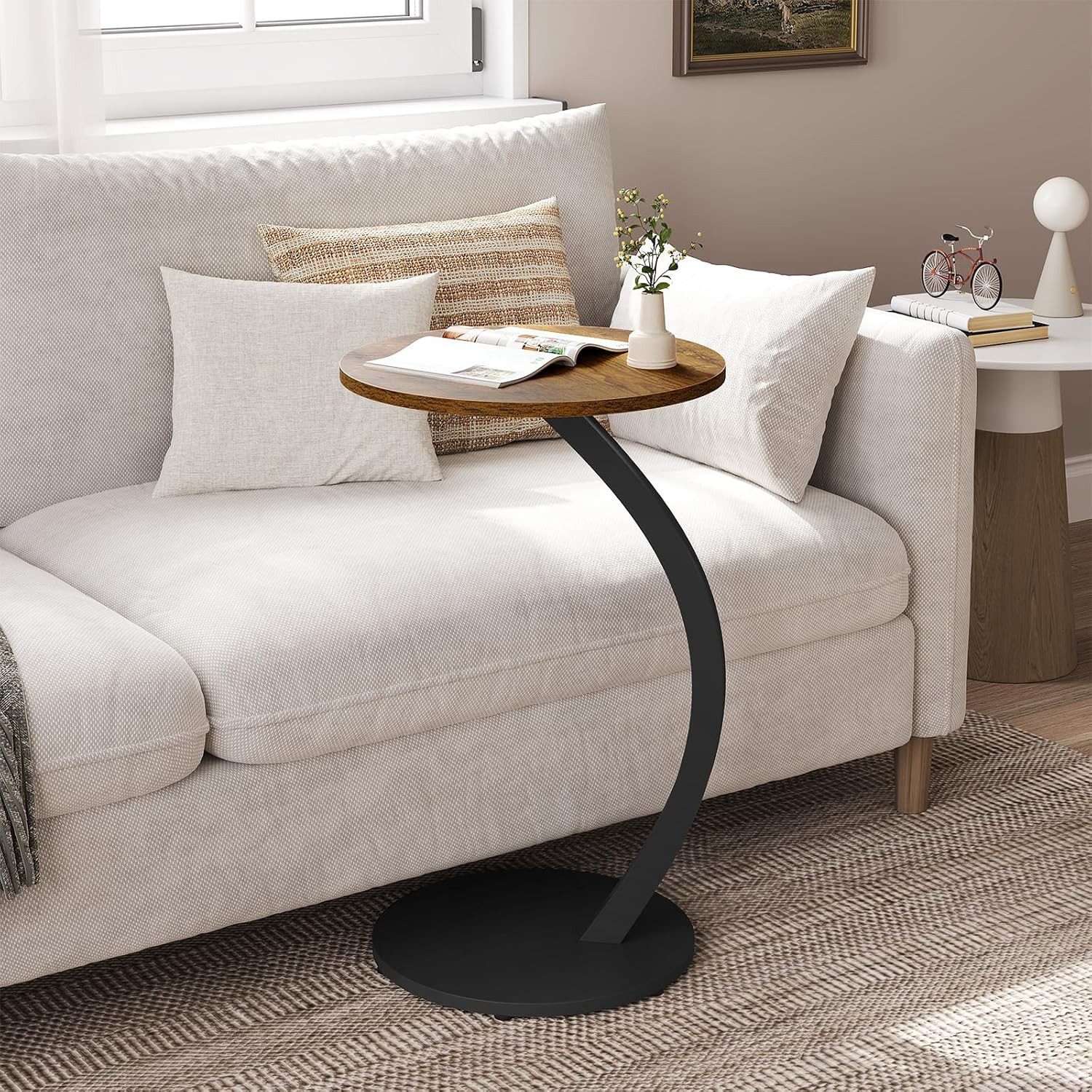 Woltu Beistelltisch (1-St), C Form, Kaffeetisch rund, für Couch Sofa Bett, günstig online kaufen