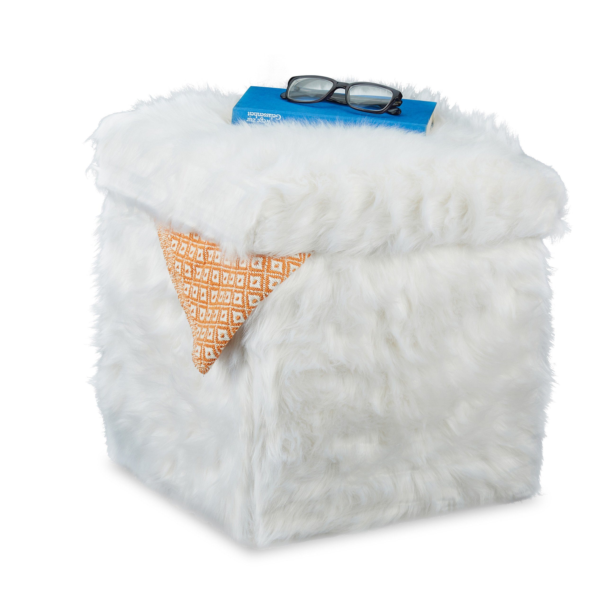 relaxdays Sitzwürfel mit Fell günstig online kaufen