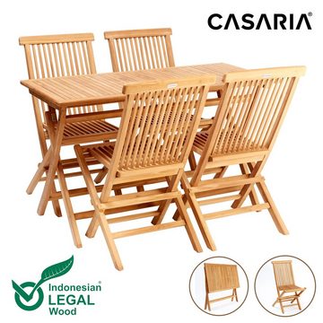 Casaria Sitzgruppe Cantaria, (5-tlg), Sitzgarnitur Klappbar Wetterfest Teak Holz SVLK zertifiziert