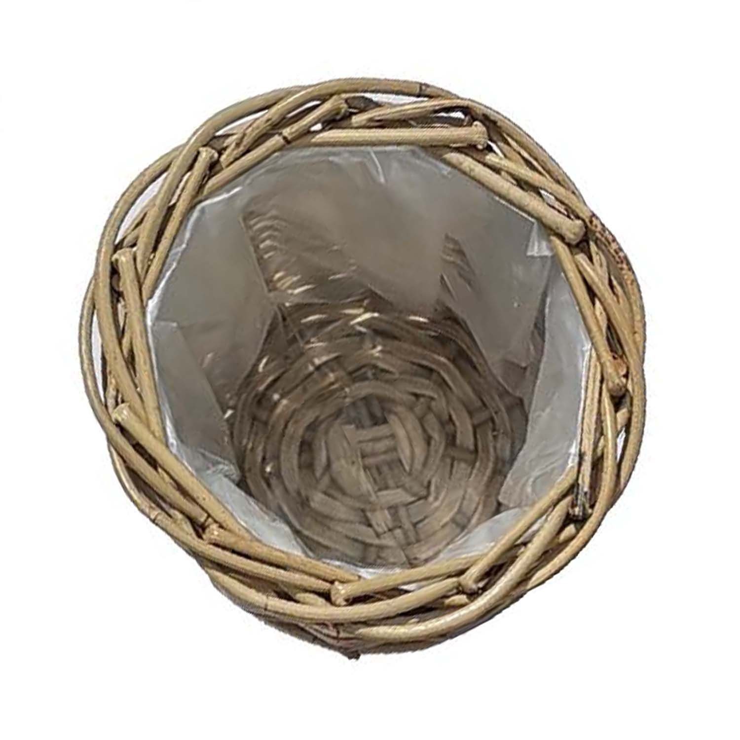 Casa Moro Flechtkorb Rattan Korb Siena rund mit Folie Blumenkorb Pflanzenkorb (Flechtkorb Allzweckkorb Deko Rattankorb), Weidenkorb aus Natur Rattan handgeflochten