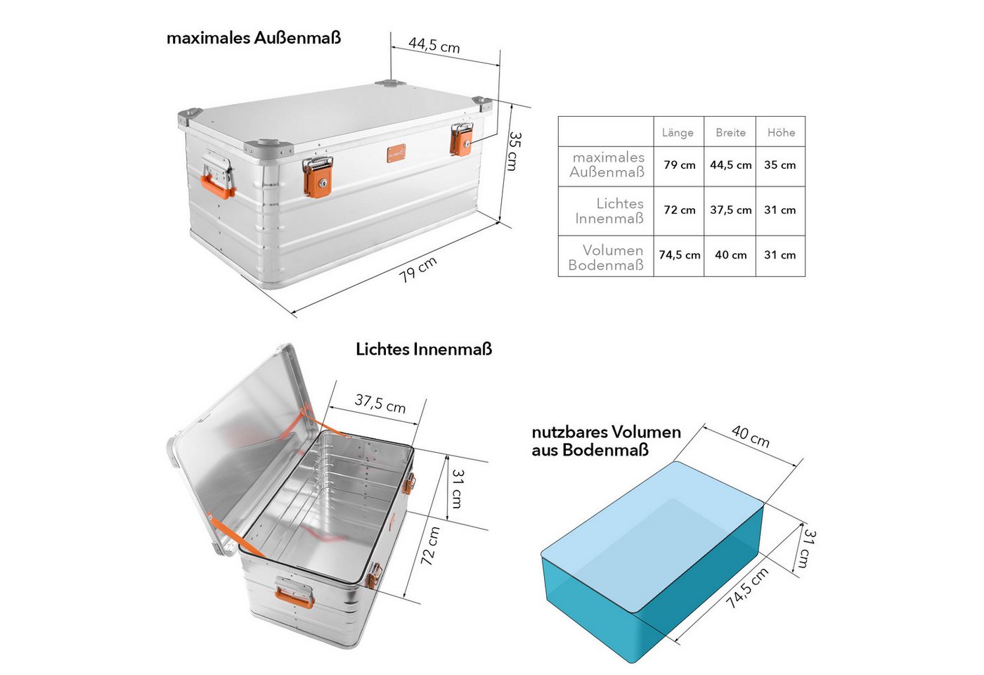 Thumbnail - ALUBOX Aufbewahrungsbox mit Deckel und Stapelecken Premium E-Serie (92 Liter), inkl. Schlösser