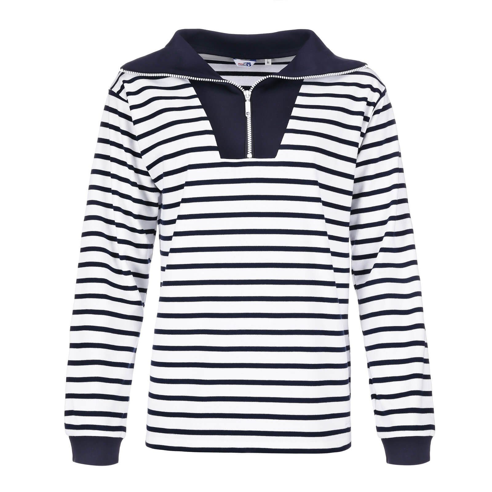 modAS Langarmshirt Damen Troyer-Shirt Maritim mit Streifen - Streifenshirt günstig online kaufen