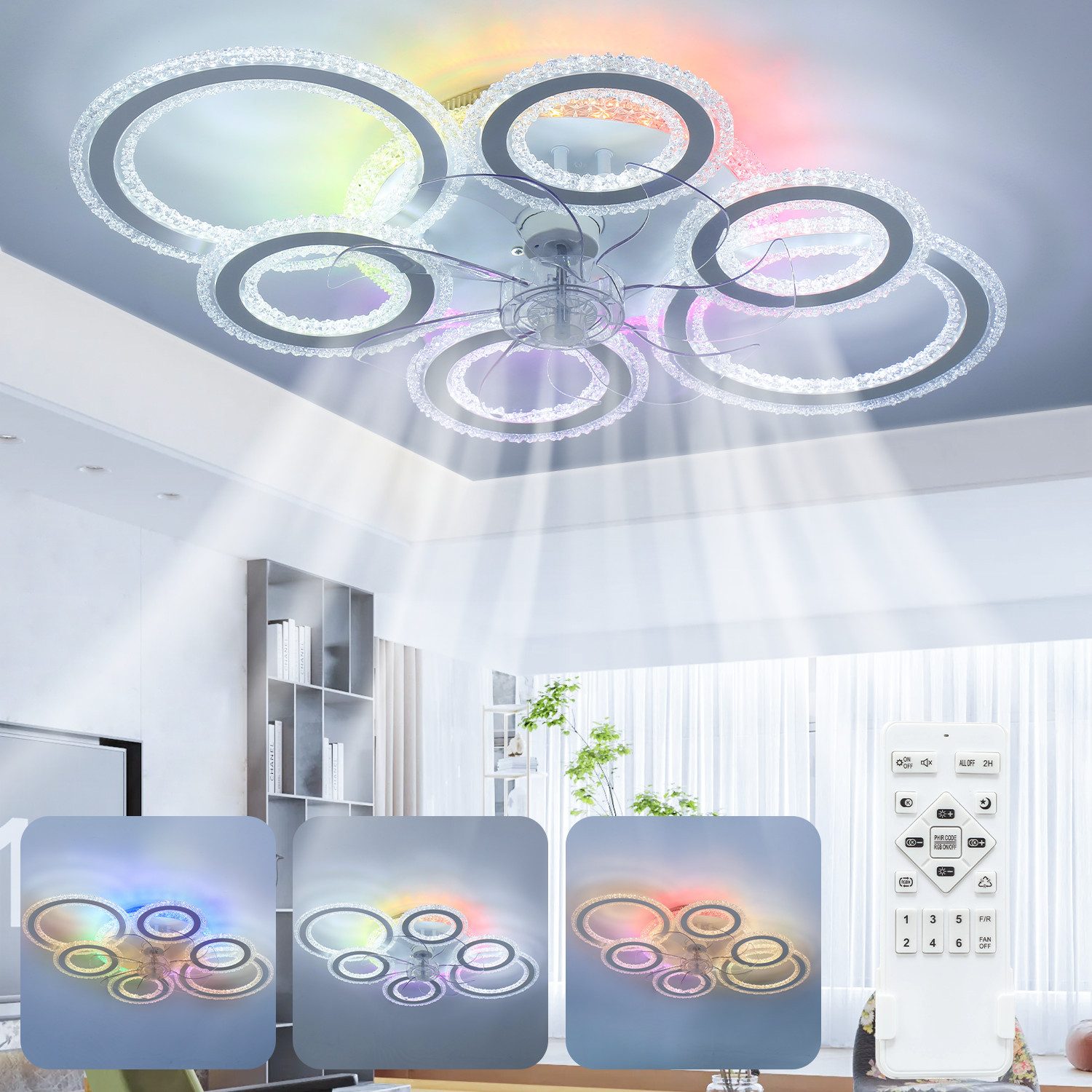 oyajia Deckenventilator 72W Deckenleuchte mit RGB günstig online kaufen