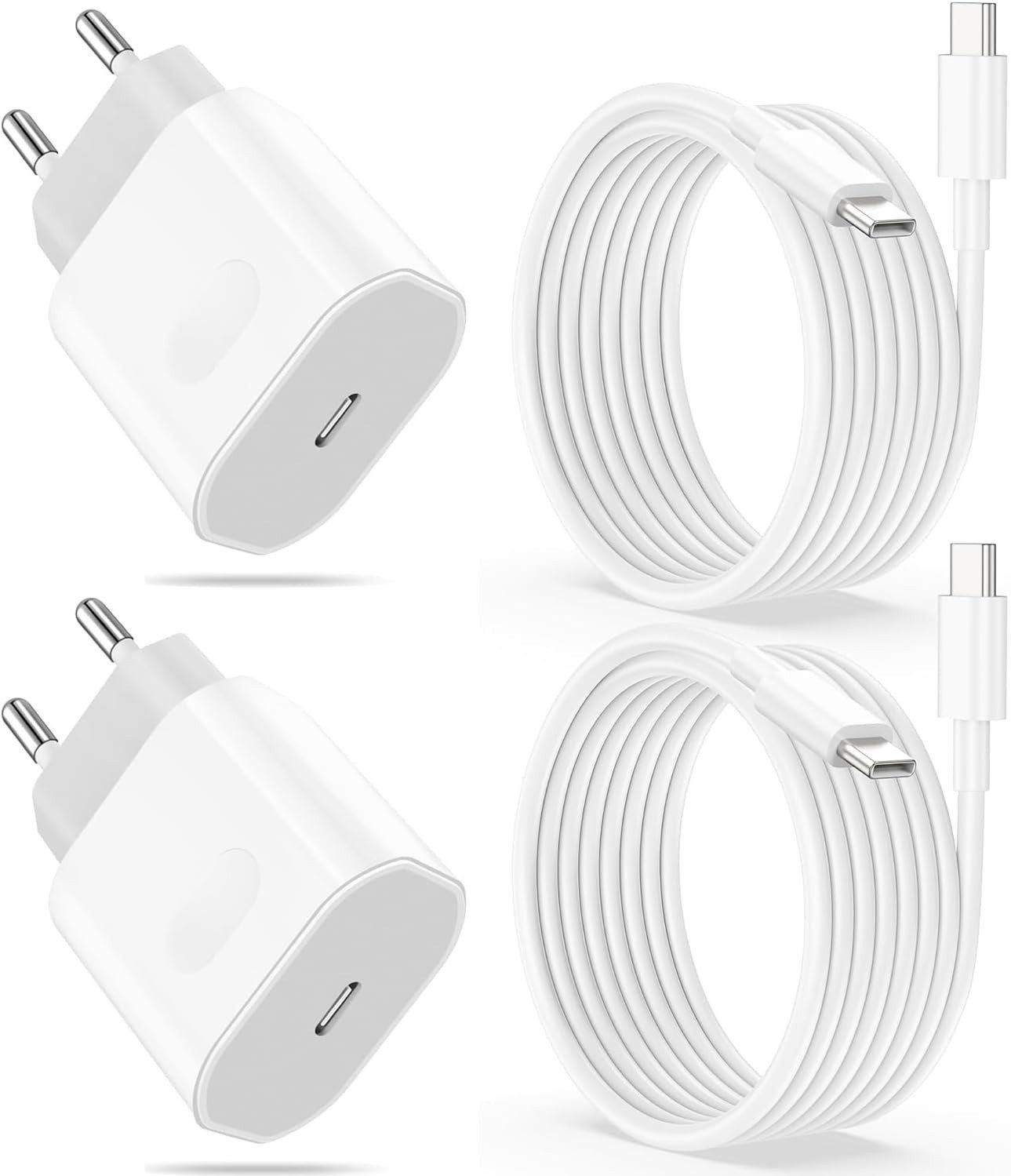Athlix 2er-Pack 40W Schnellladegerät USB C Ladekabel für iPhone Android Smartphone-Ladegerät (2-tlg., 2er-Set, Schnellladestandard, breite Kompatibilität)