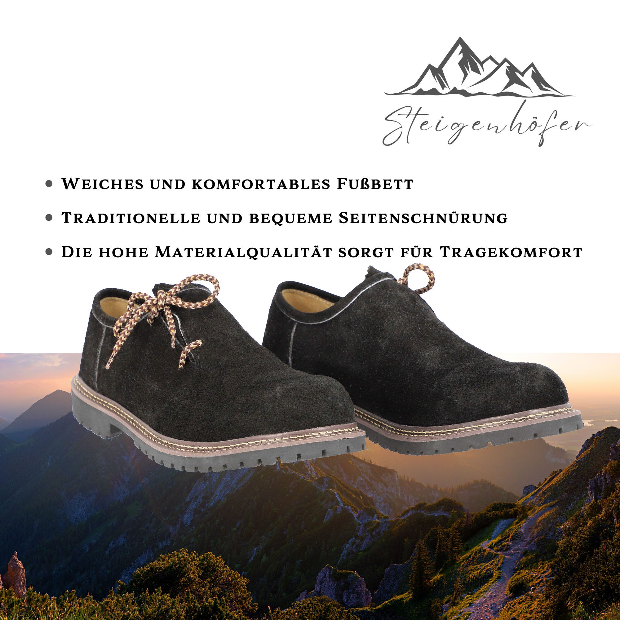 Steigenhöfer Manufaktur Trachtenschuhe Herren - Florian - Echtes Wildleder - Optimale Passform Haferlschuh Echtleder Herrenschuhe fürs Oktoberfest und Feierlich – Bild 4 von 5