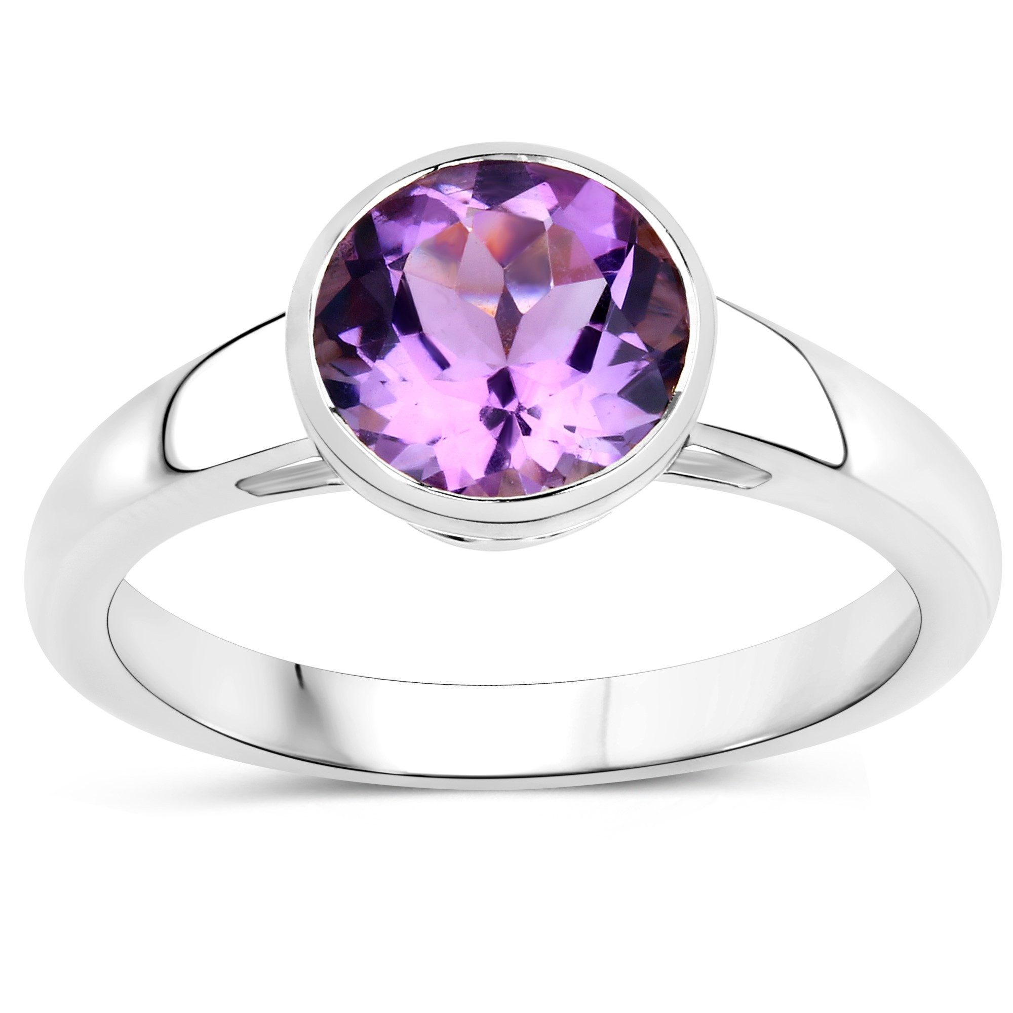Vira Jewels Fingerring 925-Sterling Silber rhodiniert Glänzend Amethyst lila