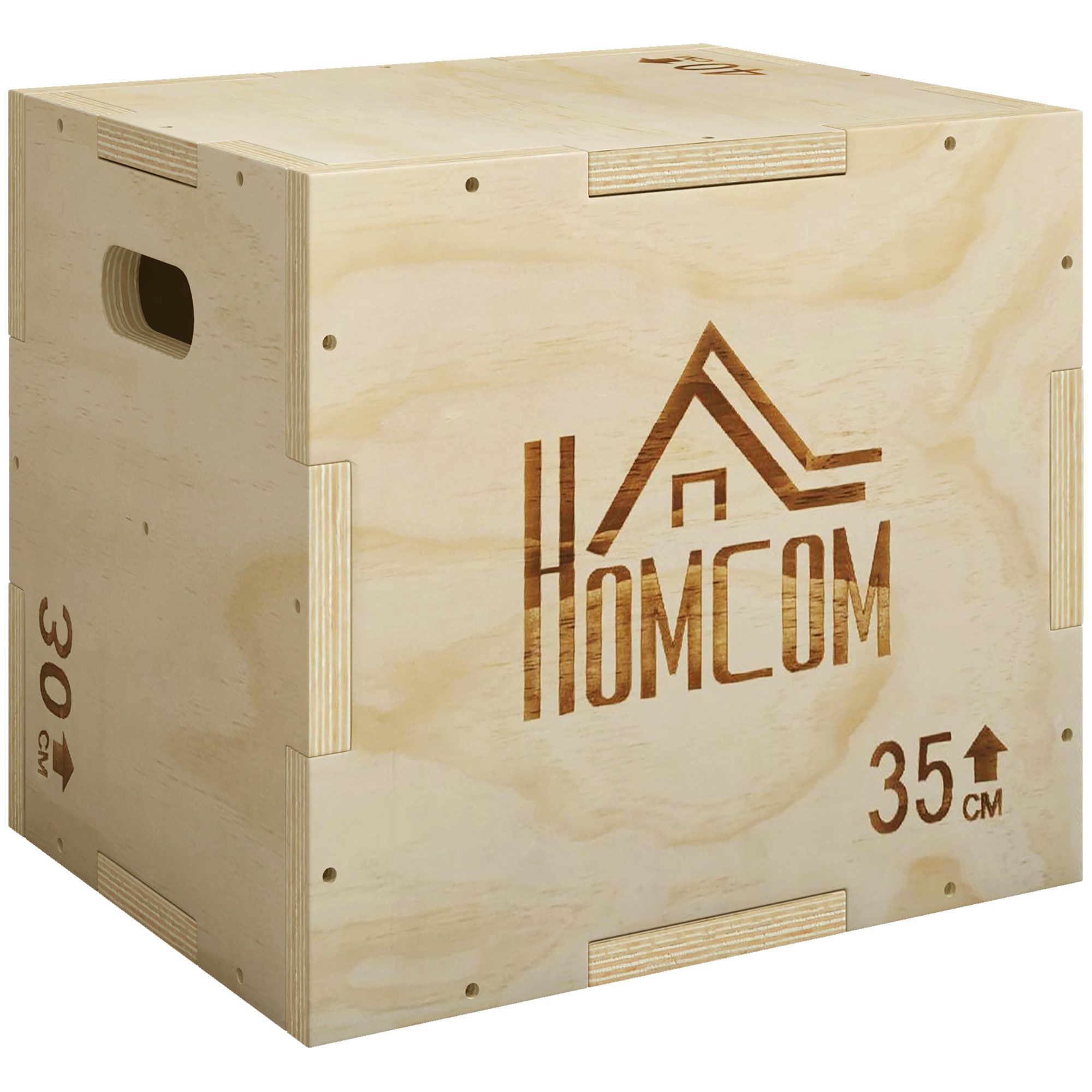 HOMCOM Plyo-Box Step-Up Jumping Box 61x51x76cm Plyometric Training Workout (Sprungbox, 1-St., Sprungkasten), für Zuhause, Fitnessstudio, Naturholz