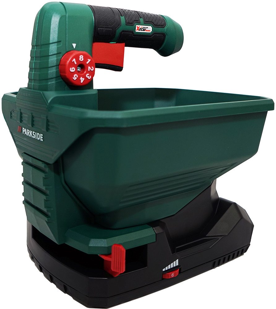 Parkside Handstreuer 20V Akku Universalstreuer PUSA 20 (ohne Akku), 8-stufige, ergonomische Mengenregulierung des Streugutes