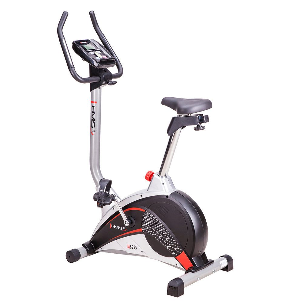 HMS Heimtrainer Ergometer Ausdauertrainer Fitnessrad (Spar-Set, 1-tlg., 109 x 57 x 143 cm leise), Magnetbremse, 16 Stufen, 23 Programme, Pulsmessung