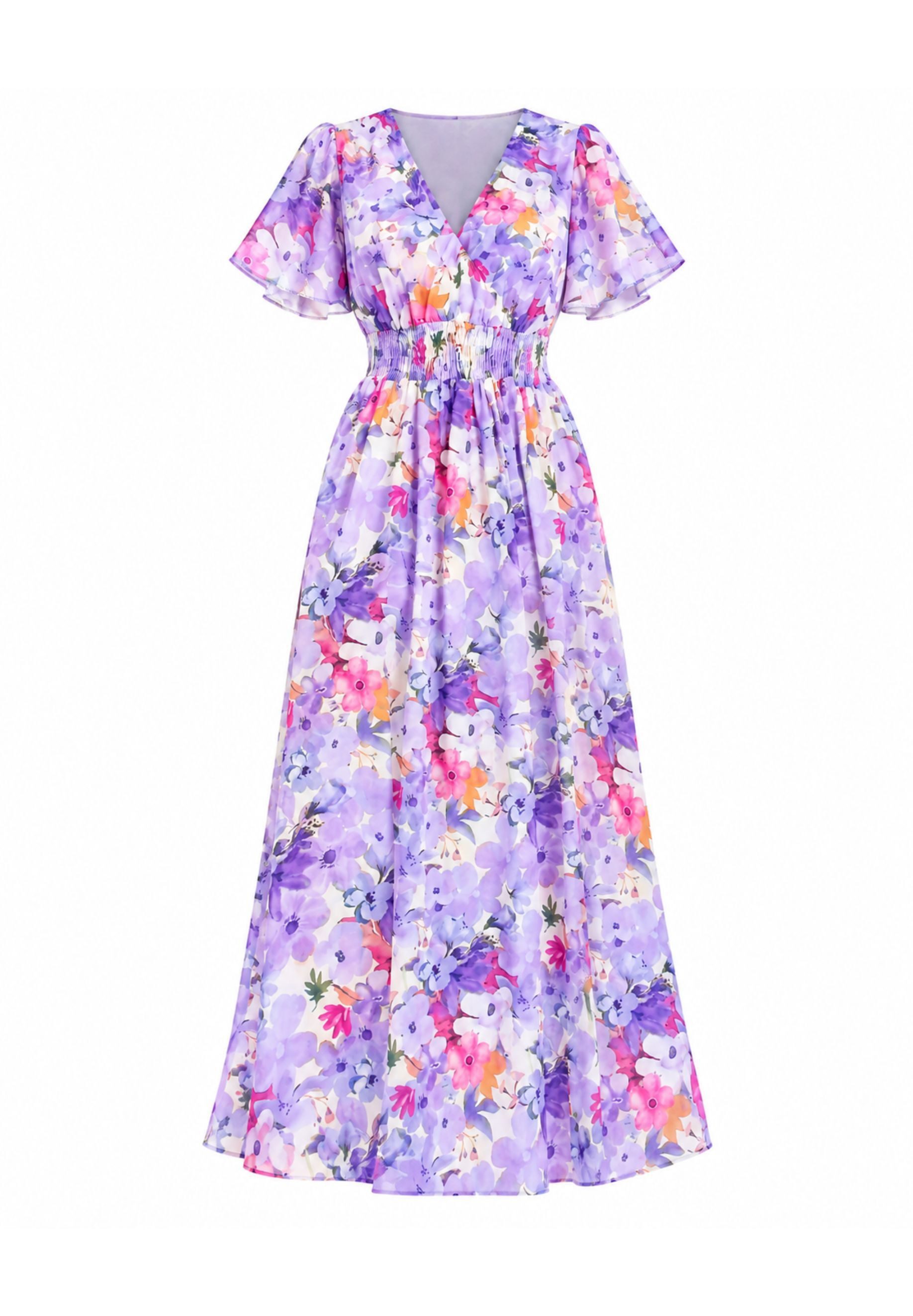 Elara Maxikleid Sommer-Maxikleid mit V-Ausschnitt (1-tlg)