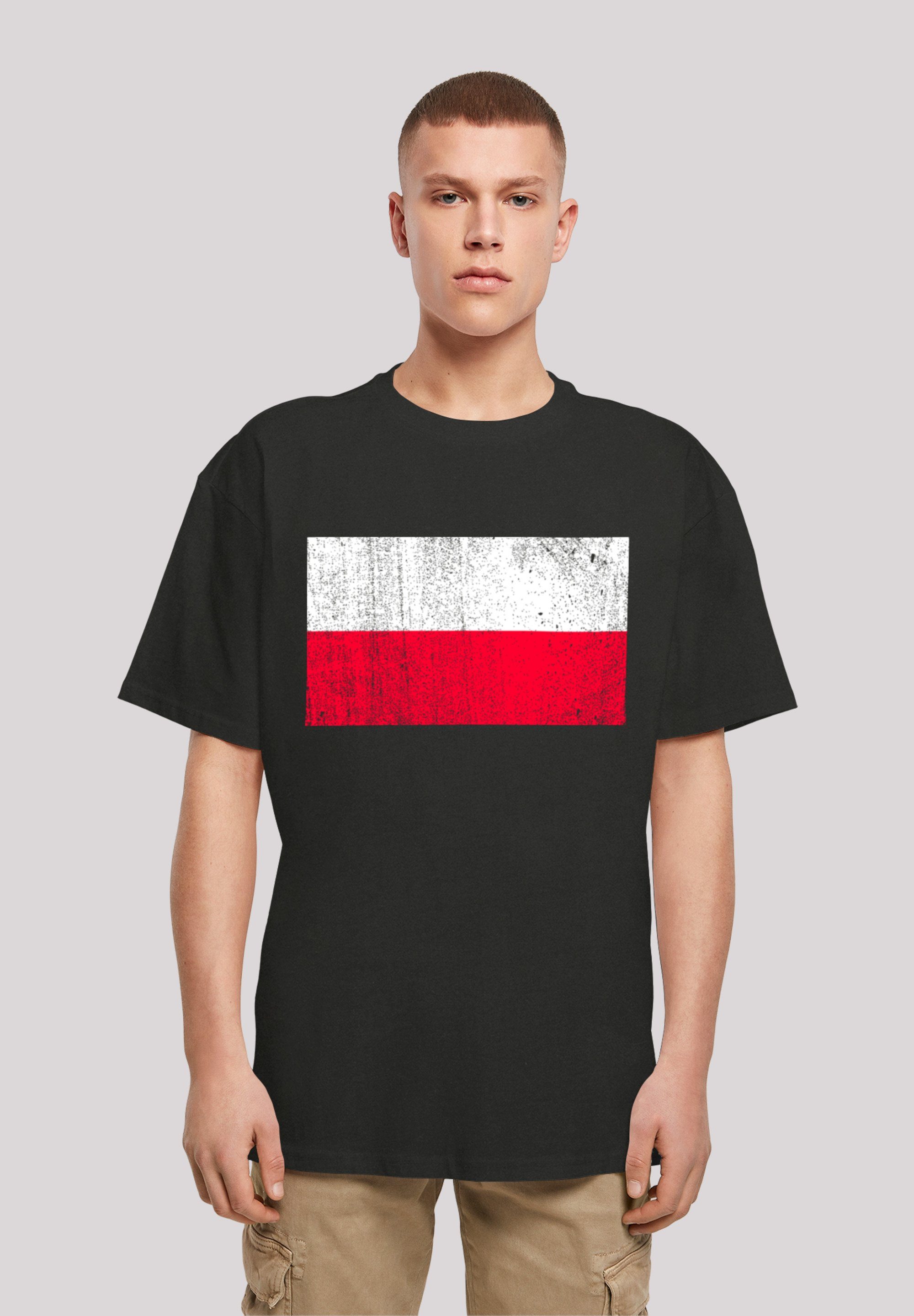 F4NT4STIC T-Shirt Poland Polen Flagge distressed Print schwarz