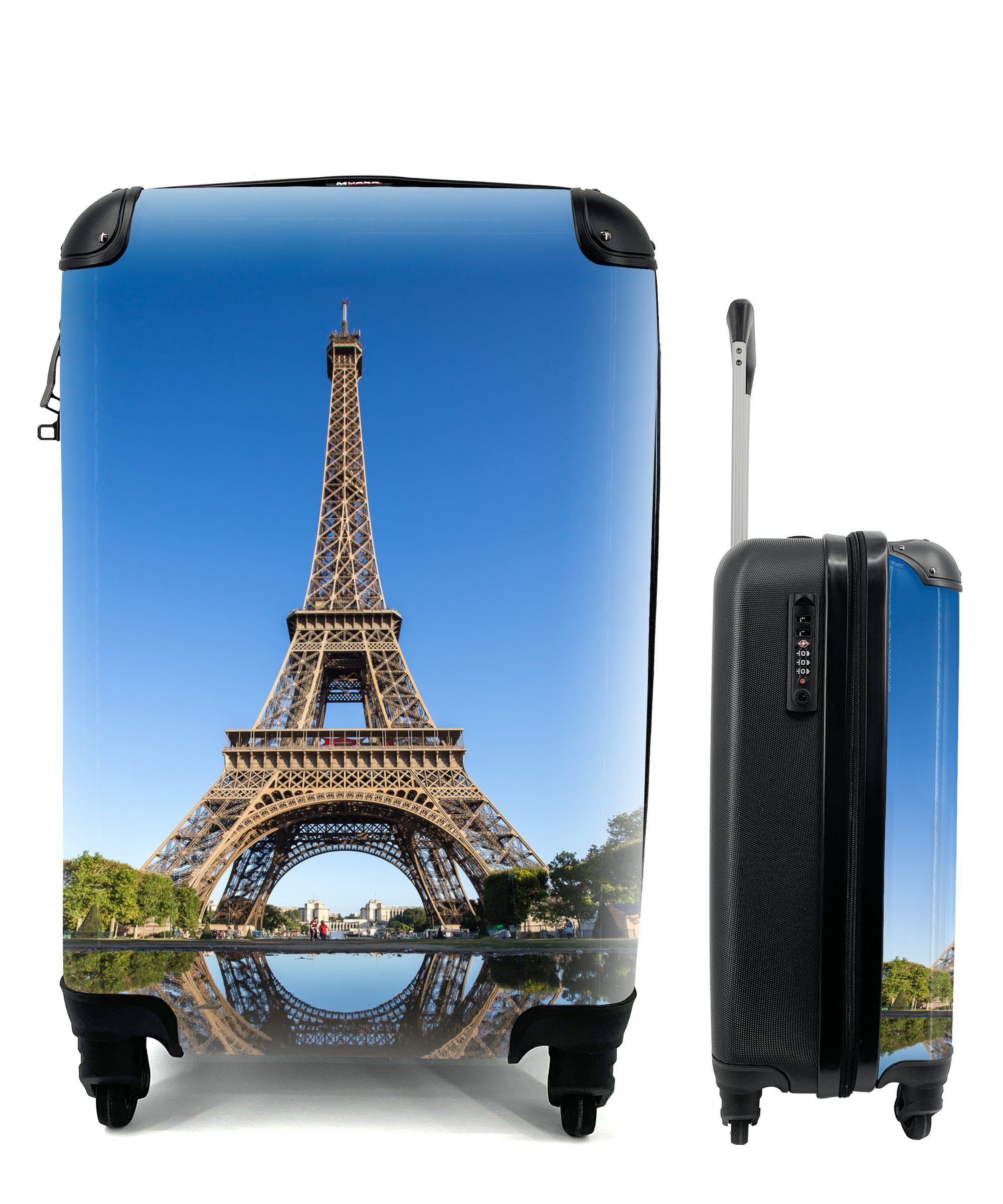MuchoWow Handgepäckkoffer Originalfoto des Eiffelturms in Paris, 4 Rollen, Reisetasche mit rollen, Handgepäck für Ferien, Trolley, Reisekoffer