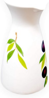 Lashuma Wasserkaraffe Tomate Olive, (1-tlg), Handbemalter Keramik Saftkrug italienisch 600 ml